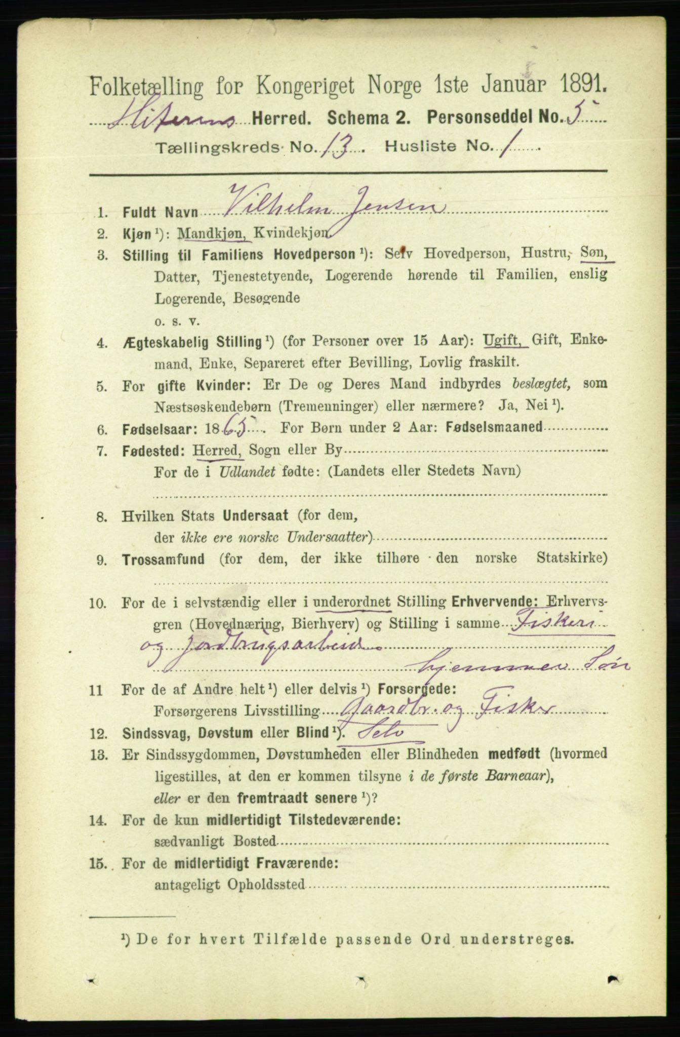 RA, 1891 census for 1617 Hitra, 1891, p. 2735