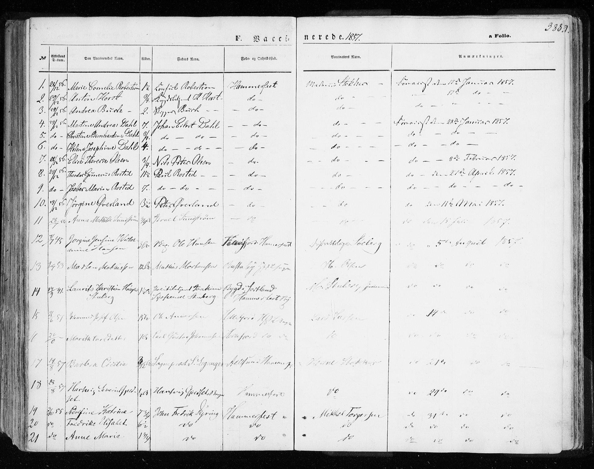 Hammerfest sokneprestkontor, SATØ/S-1347/H/Ha/L0005.kirke: Parish register (official) no. 5, 1857-1869, p. 388
