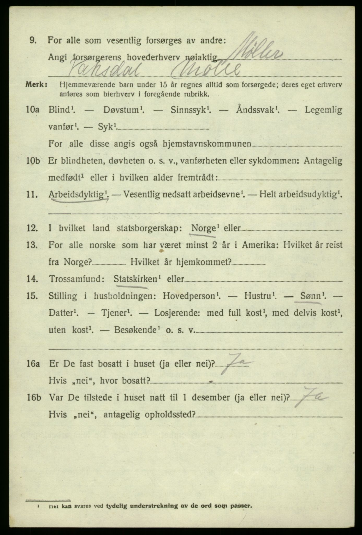 SAB, 1920 census for Bruvik, 1920, p. 3669