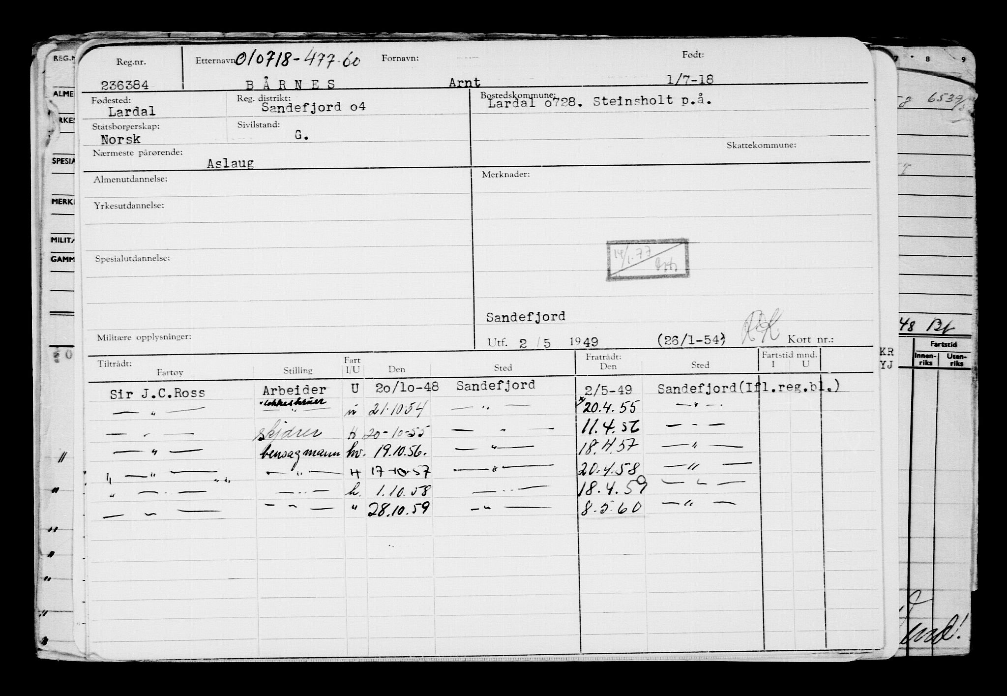 Direktoratet for sjømenn, AV/RA-S-3545/G/Gb/L0160: Hovedkort, 1918, p. 3