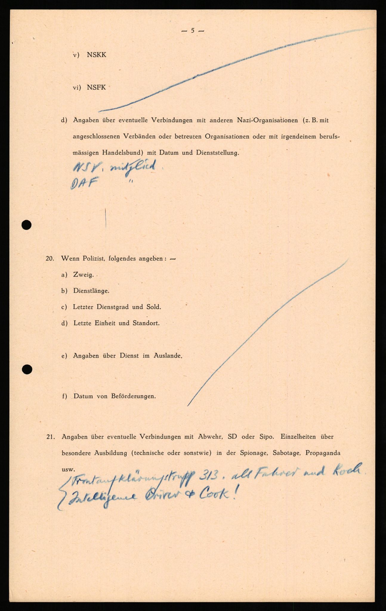 Forsvaret, Forsvarets overkommando II, AV/RA-RAFA-3915/D/Db/L0026: CI Questionaires. Tyske okkupasjonsstyrker i Norge. Tyskere., 1945-1946, p. 268