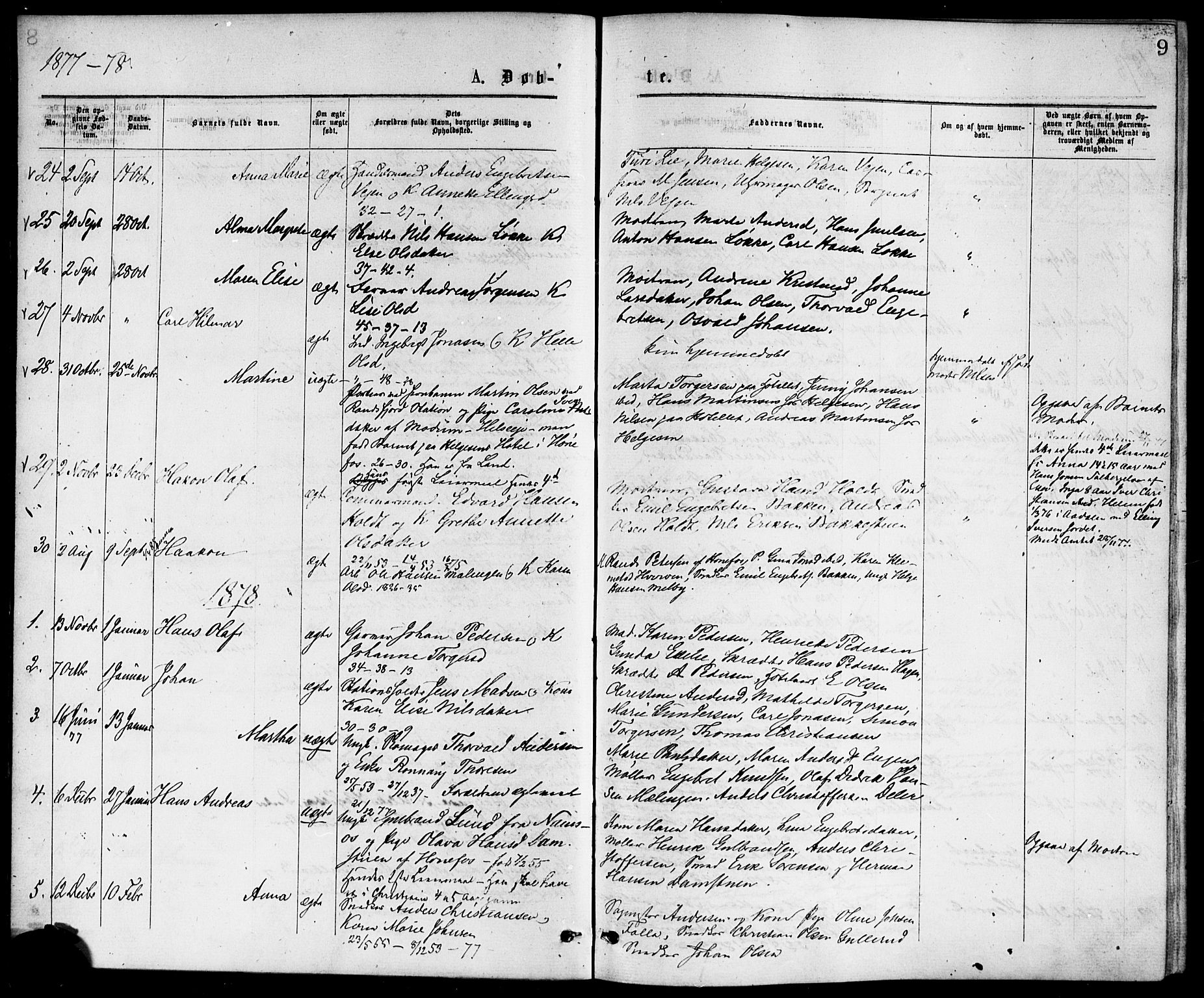 Hønefoss kirkebøker, AV/SAKO-A-609/F/Fa/L0001: Parish register (official) no. 1, 1875-1887, p. 9