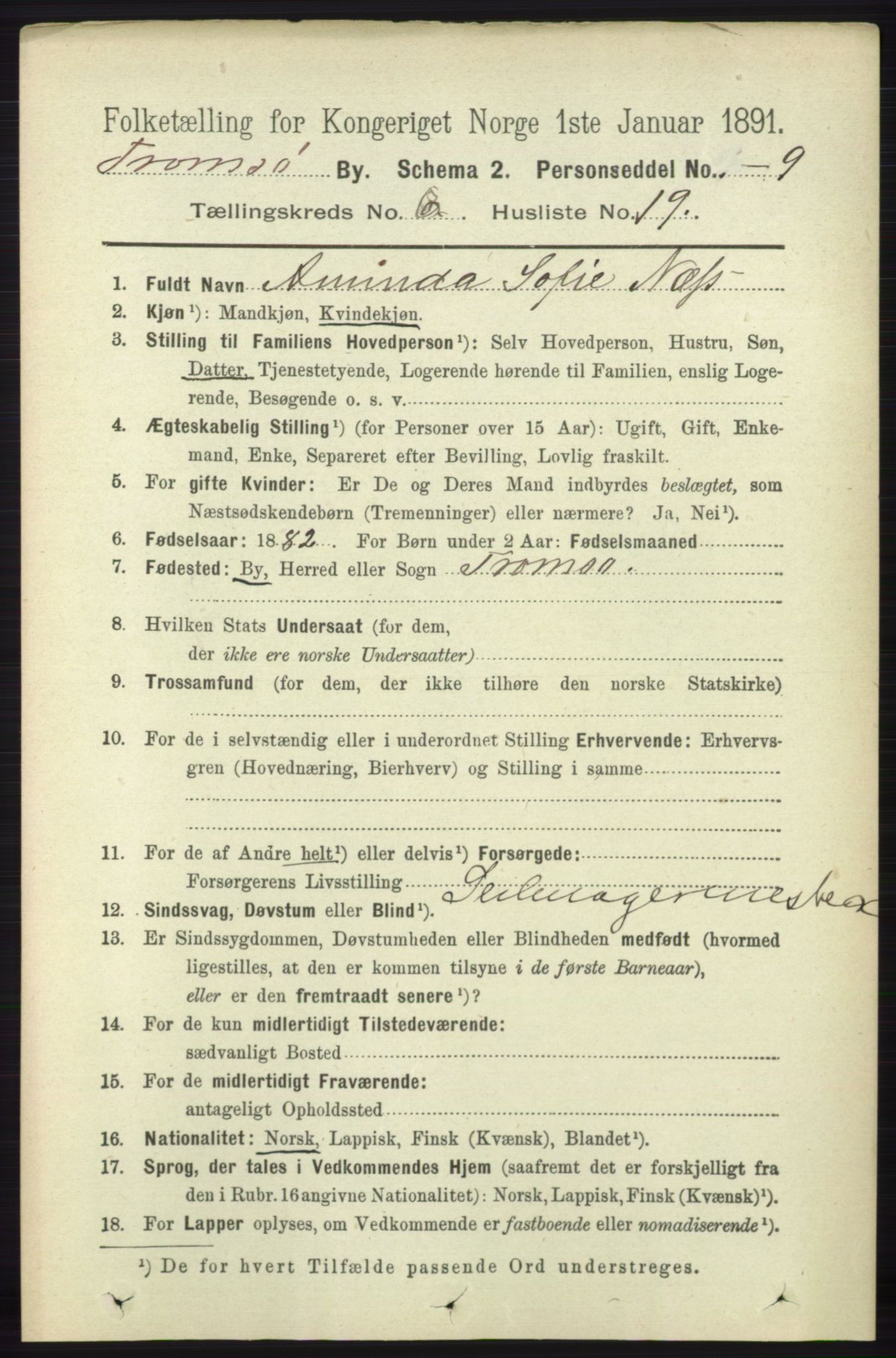 RA, 1891 census for 1902 Tromsø, 1891, p. 5803