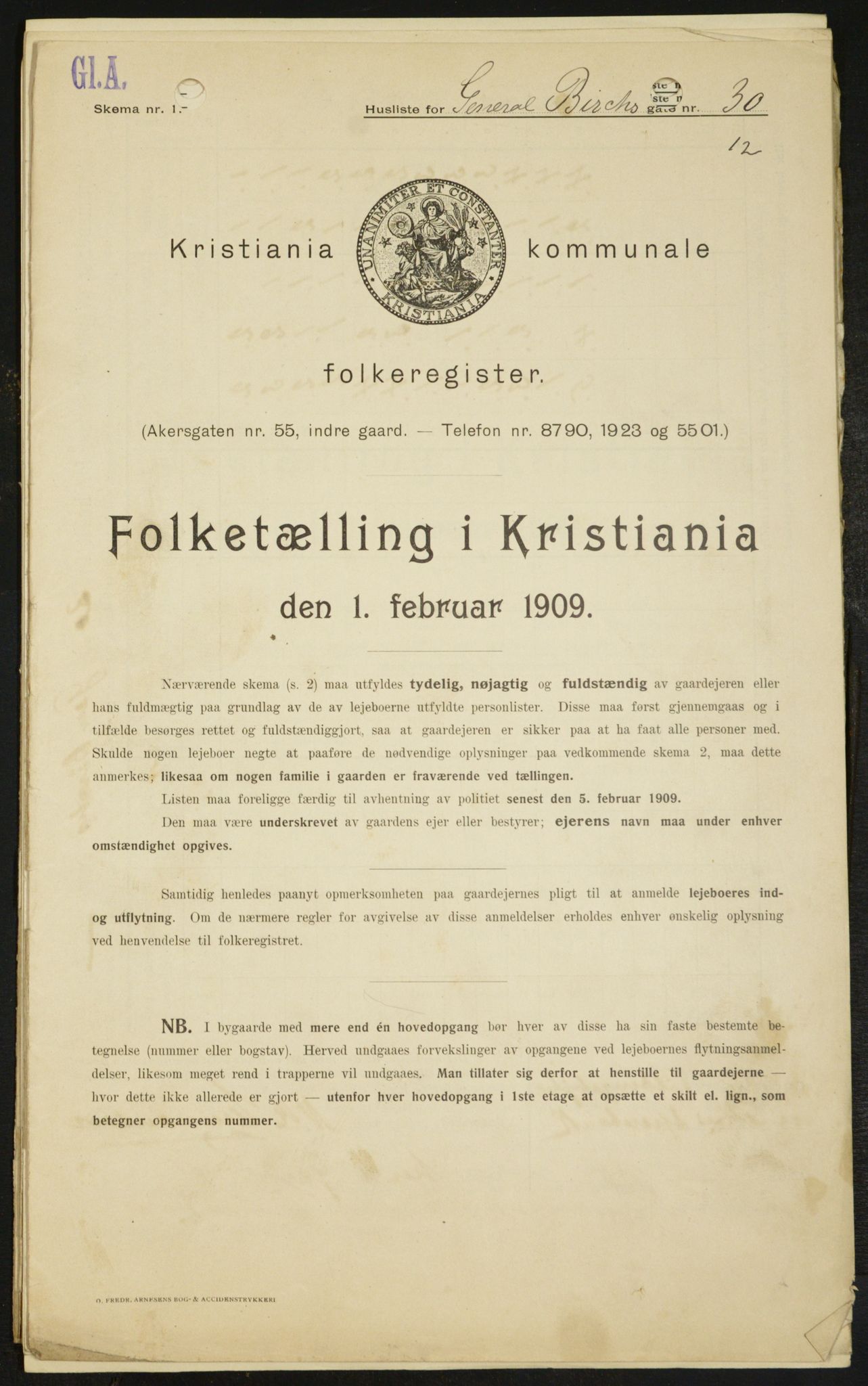 OBA, Municipal Census 1909 for Kristiania, 1909, p. 26398