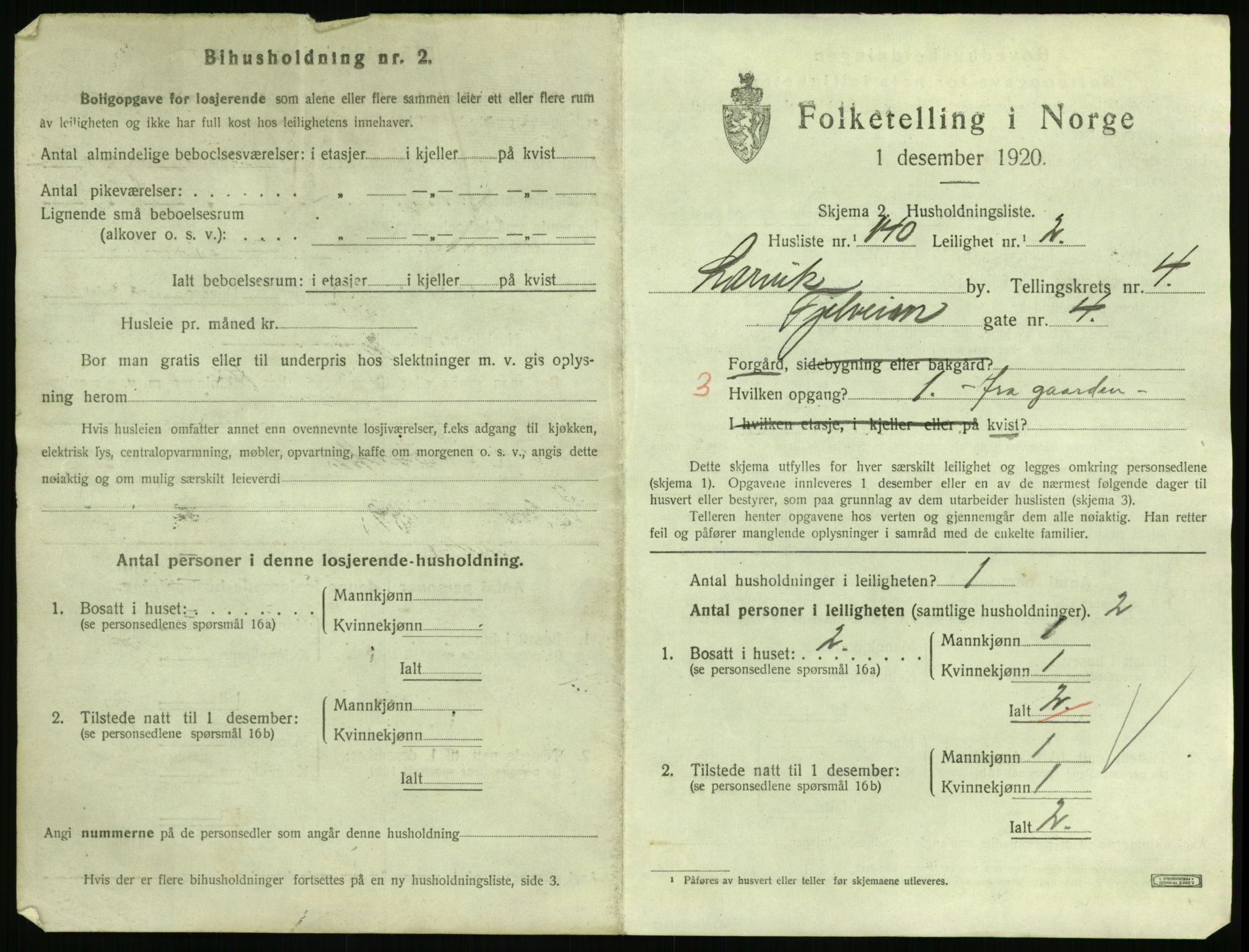 SAKO, 1920 census for Larvik, 1920, p. 4850