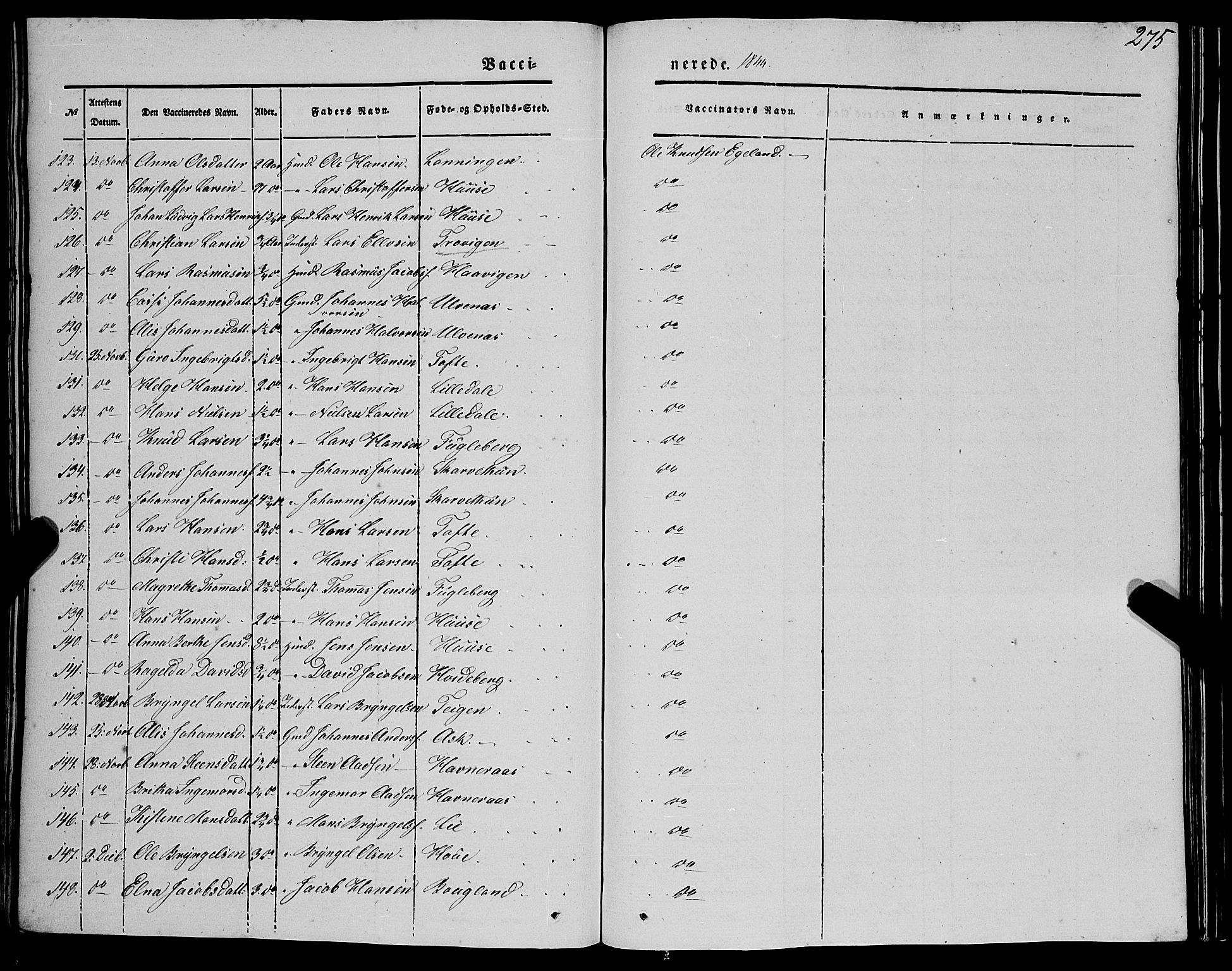 Kvinnherad sokneprestembete, SAB/A-76401/H/Haa: Parish register (official) no. A 7, 1843-1853, p. 275
