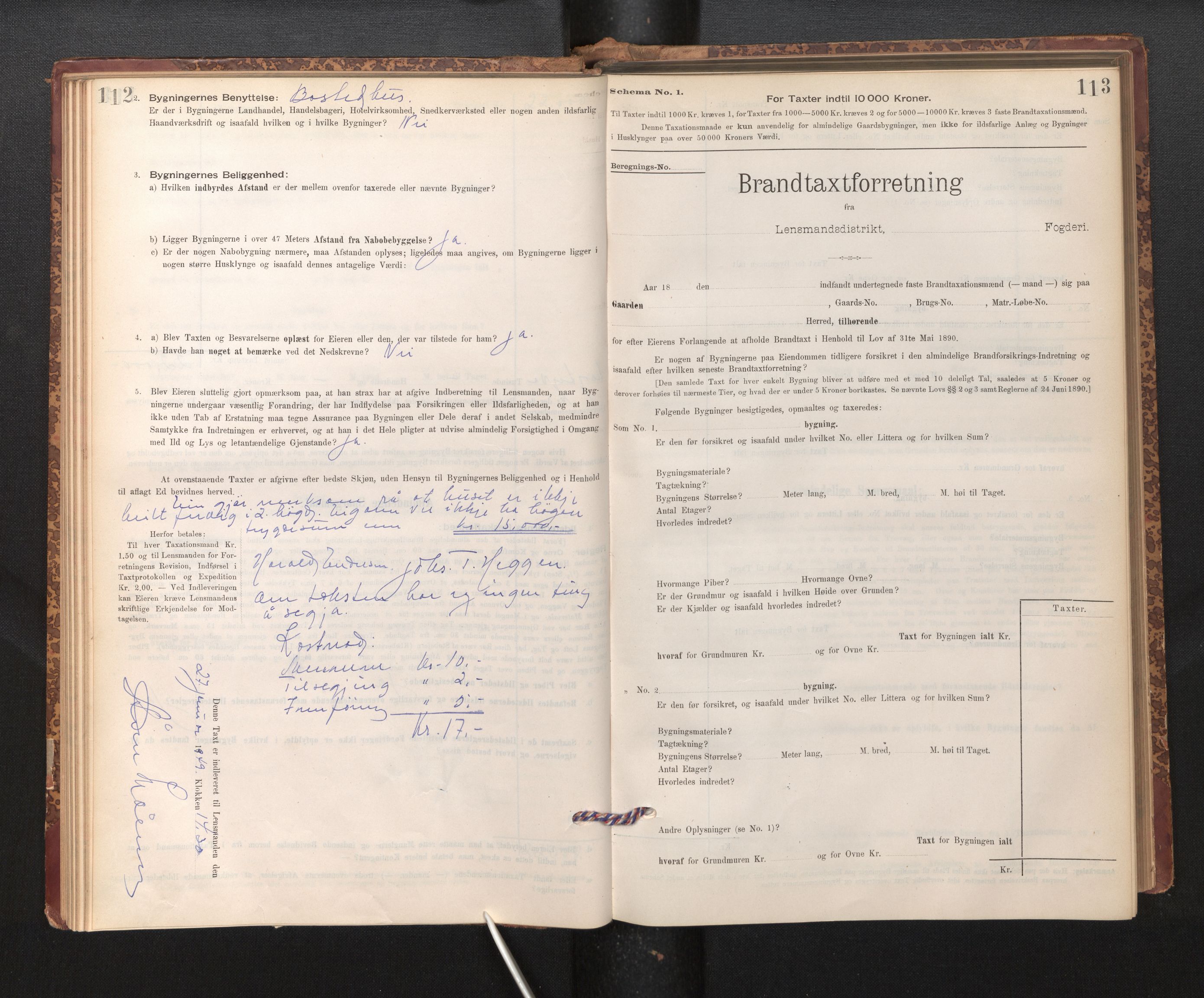 Lensmannen i Fjelberg, SAB/A-32101/0012/L0007: Branntakstprotokoll, skjematakst, 1895-1949, p. 112-113