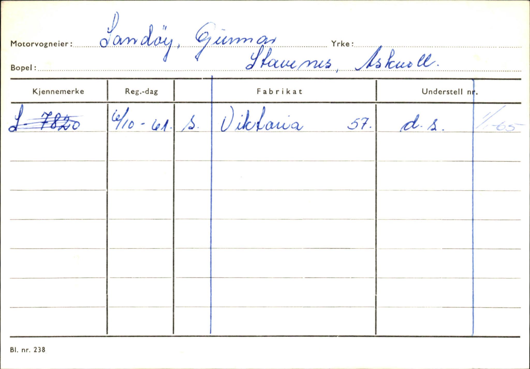 Statens vegvesen, Sogn og Fjordane vegkontor, AV/SAB-A-5301/4/F/L0132: Eigarregister Askvoll A-Å. Balestrand A-Å, 1945-1975, p. 1067