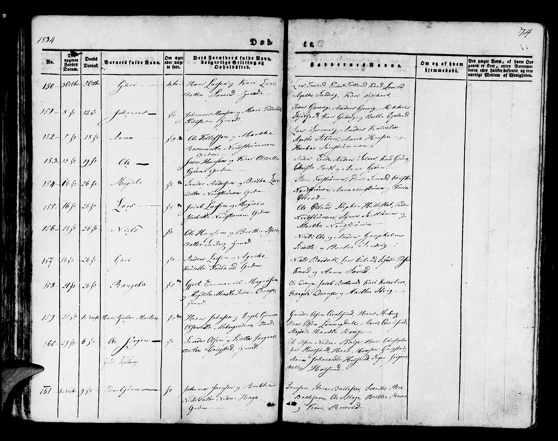 Os sokneprestembete, AV/SAB-A-99929: Parish register (official) no. A 14, 1826-1839, p. 74