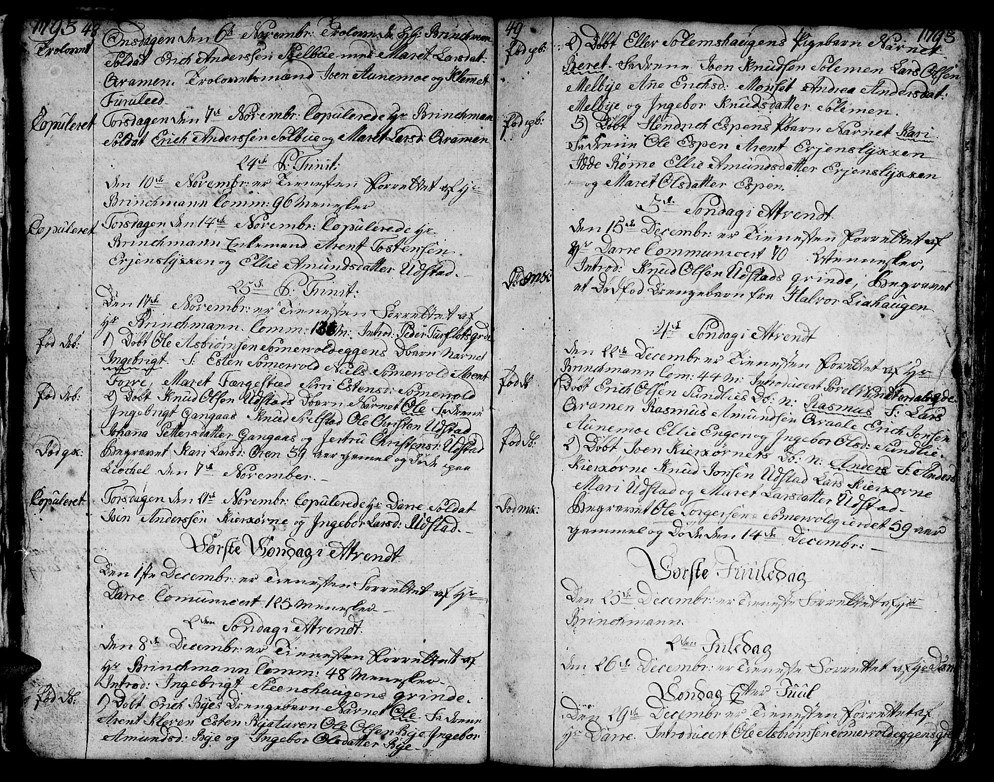 Ministerialprotokoller, klokkerbøker og fødselsregistre - Sør-Trøndelag, SAT/A-1456/668/L0815: Parish register (copy) no. 668C04, 1791-1815, p. 48-49
