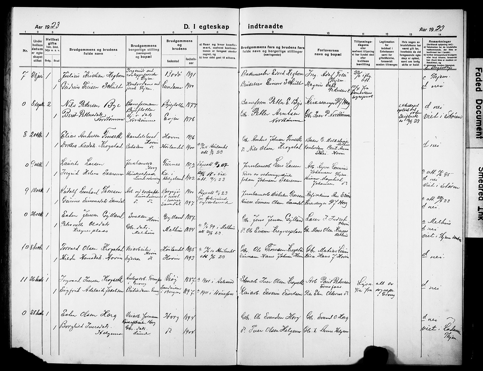 Ministerialprotokoller, klokkerbøker og fødselsregistre - Sør-Trøndelag, AV/SAT-A-1456/692/L1113: Parish register (copy) no. 692C08, 1918-1932