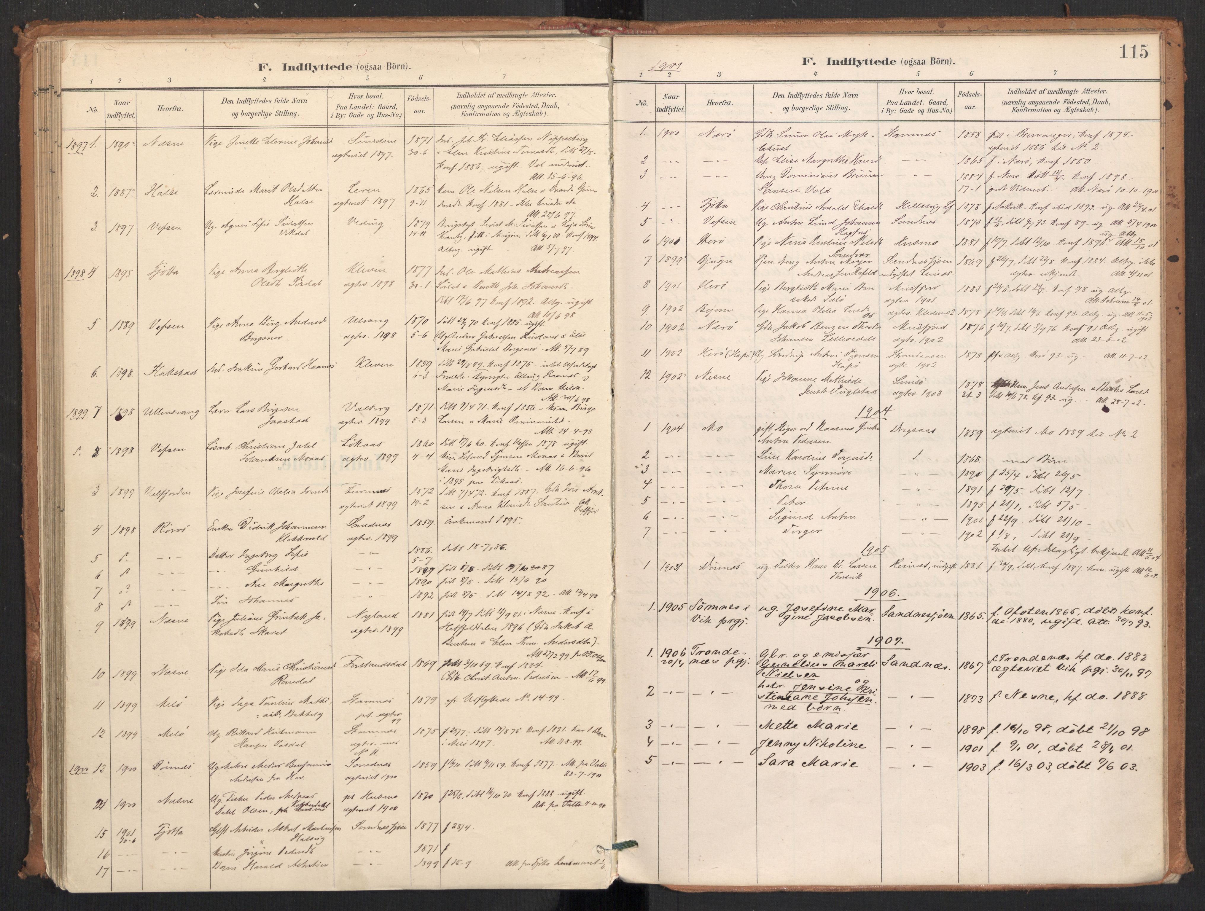 Ministerialprotokoller, klokkerbøker og fødselsregistre - Nordland, AV/SAT-A-1459/831/L0472: Parish register (official) no. 831A03, 1897-1912, p. 115