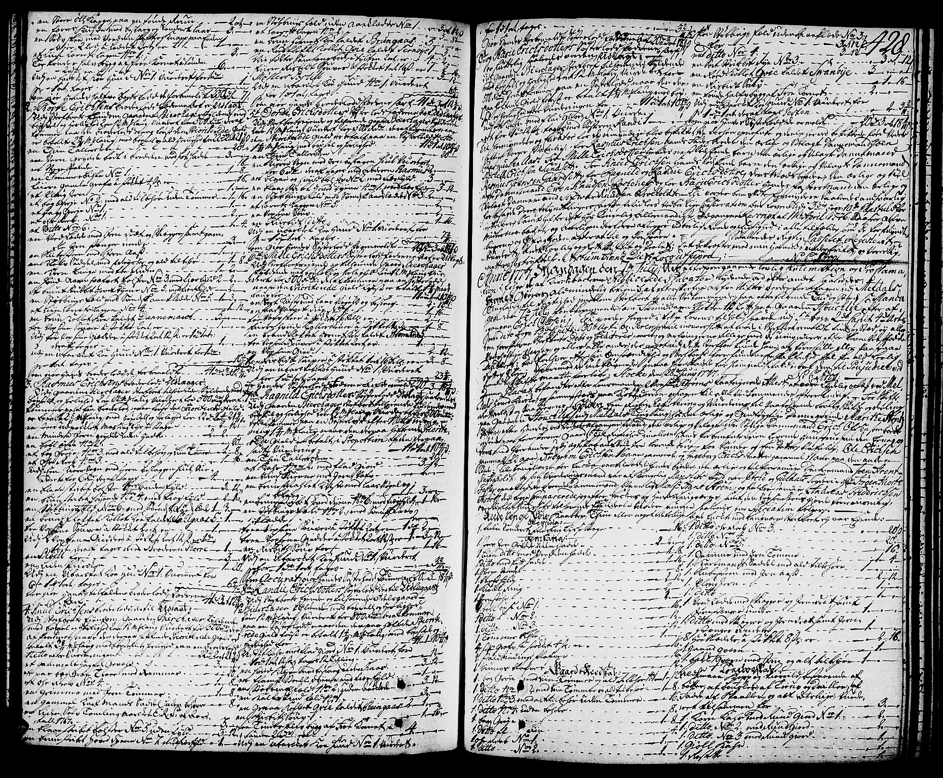 Orkdal sorenskriveri, SAT/A-4169/1/3/3Aa/L0007: Skifteprotokoller, 1767-1782, p. 427b-428a