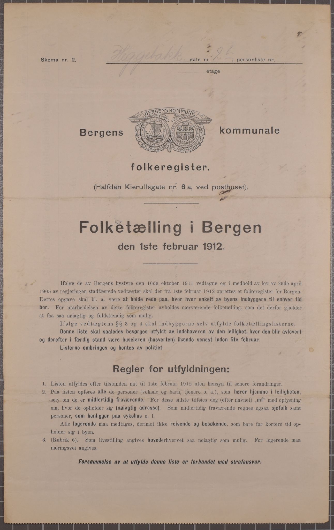 SAB, Municipal Census 1912 for Bergen, 1912, p. 1928