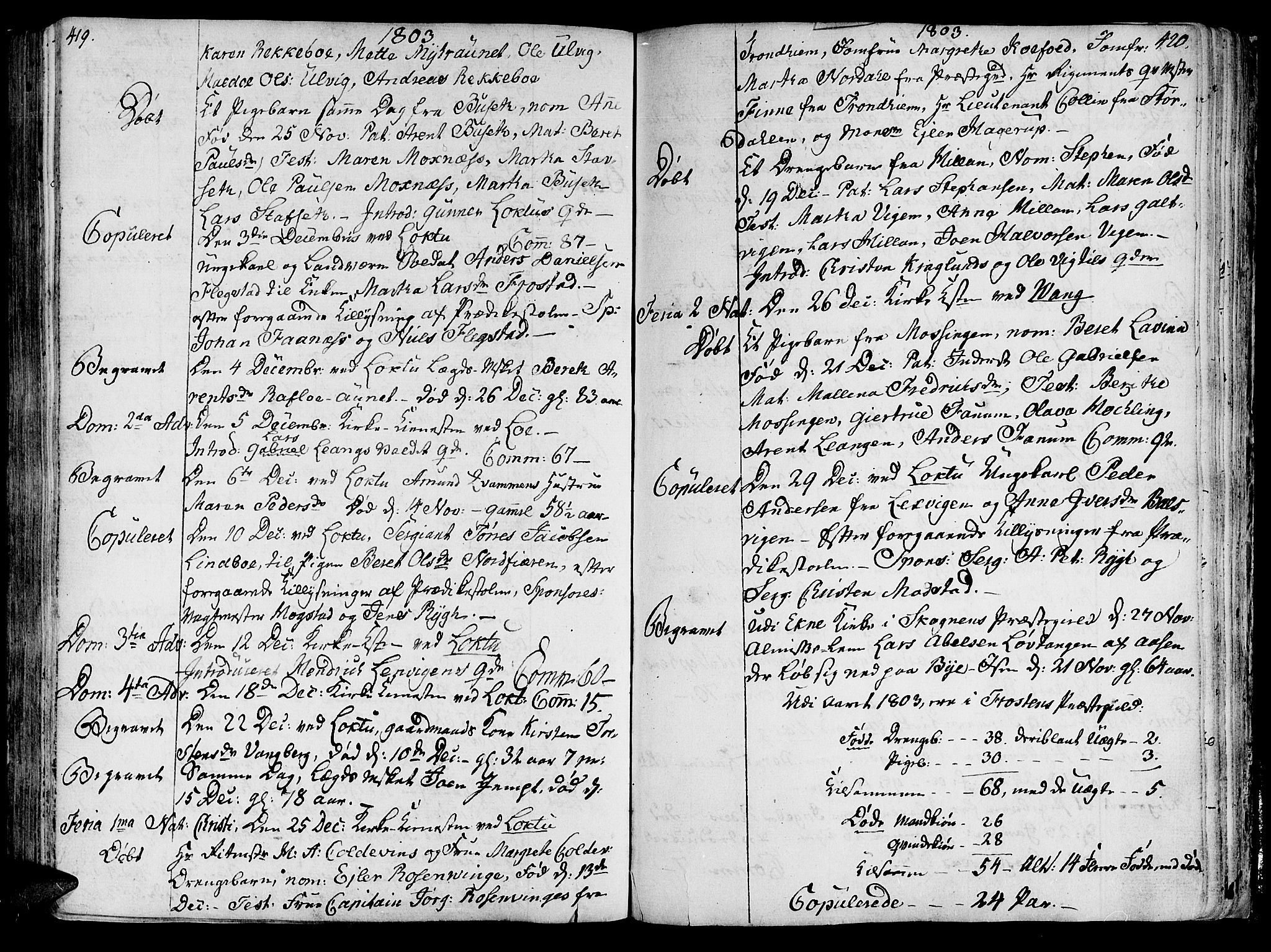 Ministerialprotokoller, klokkerbøker og fødselsregistre - Nord-Trøndelag, AV/SAT-A-1458/713/L0110: Parish register (official) no. 713A02, 1778-1811, p. 419-420