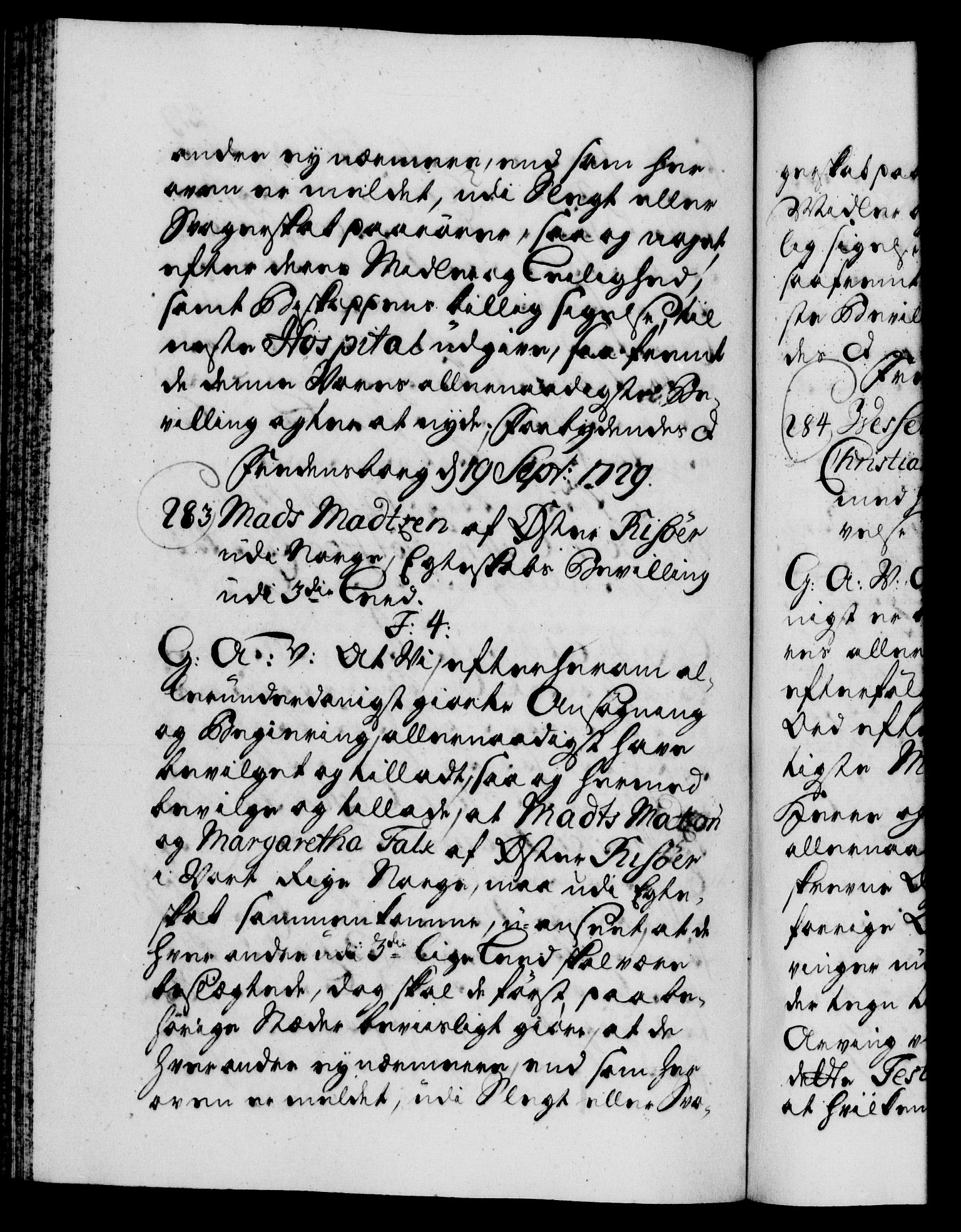 Danske Kanselli 1572-1799, AV/RA-EA-3023/F/Fc/Fca/Fcaa/L0026: Norske registre, 1729-1730, p. 219b