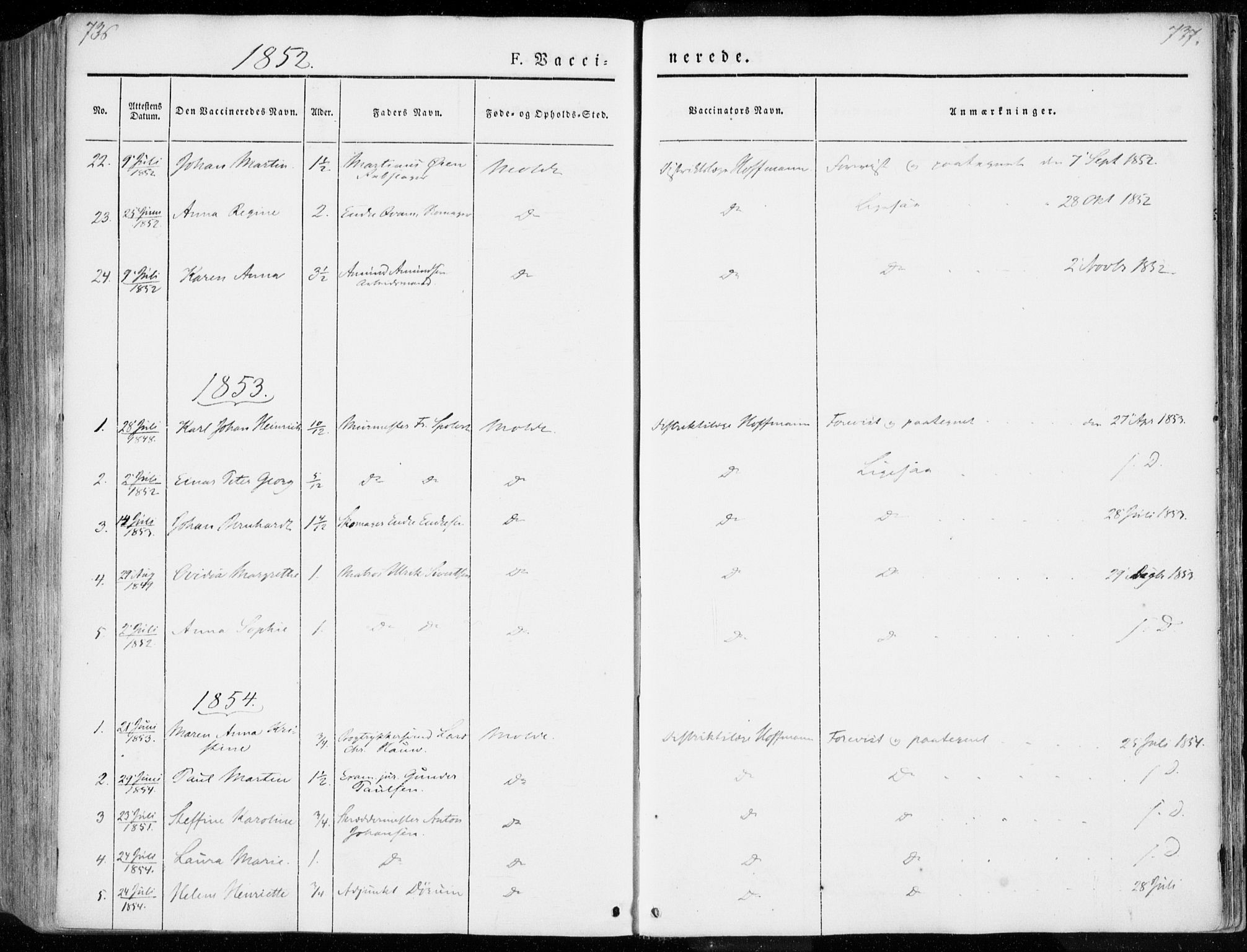 Ministerialprotokoller, klokkerbøker og fødselsregistre - Møre og Romsdal, AV/SAT-A-1454/558/L0689: Parish register (official) no. 558A03, 1843-1872, p. 736-737