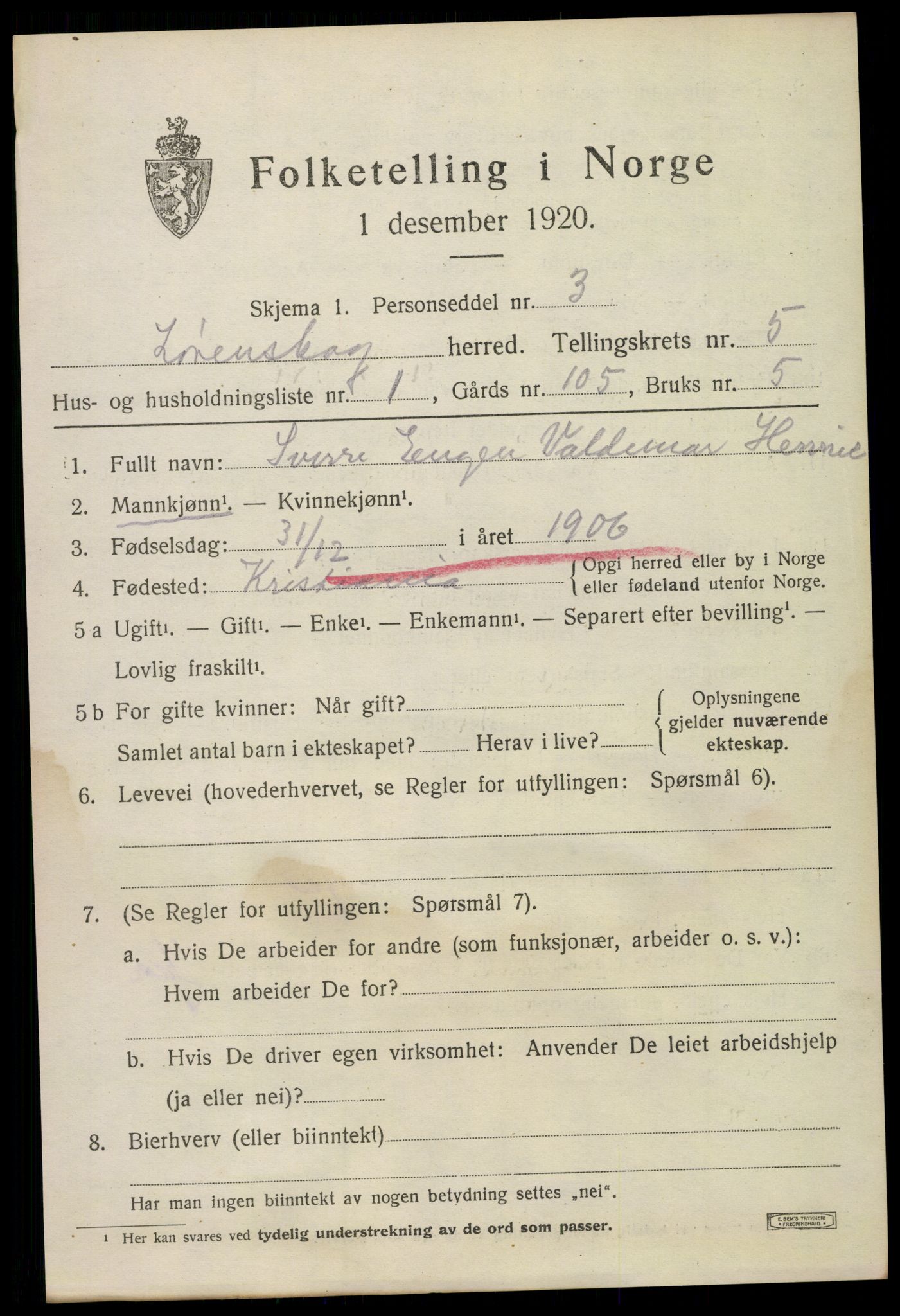 SAO, 1920 census for Lørenskog, 1920, p. 4191