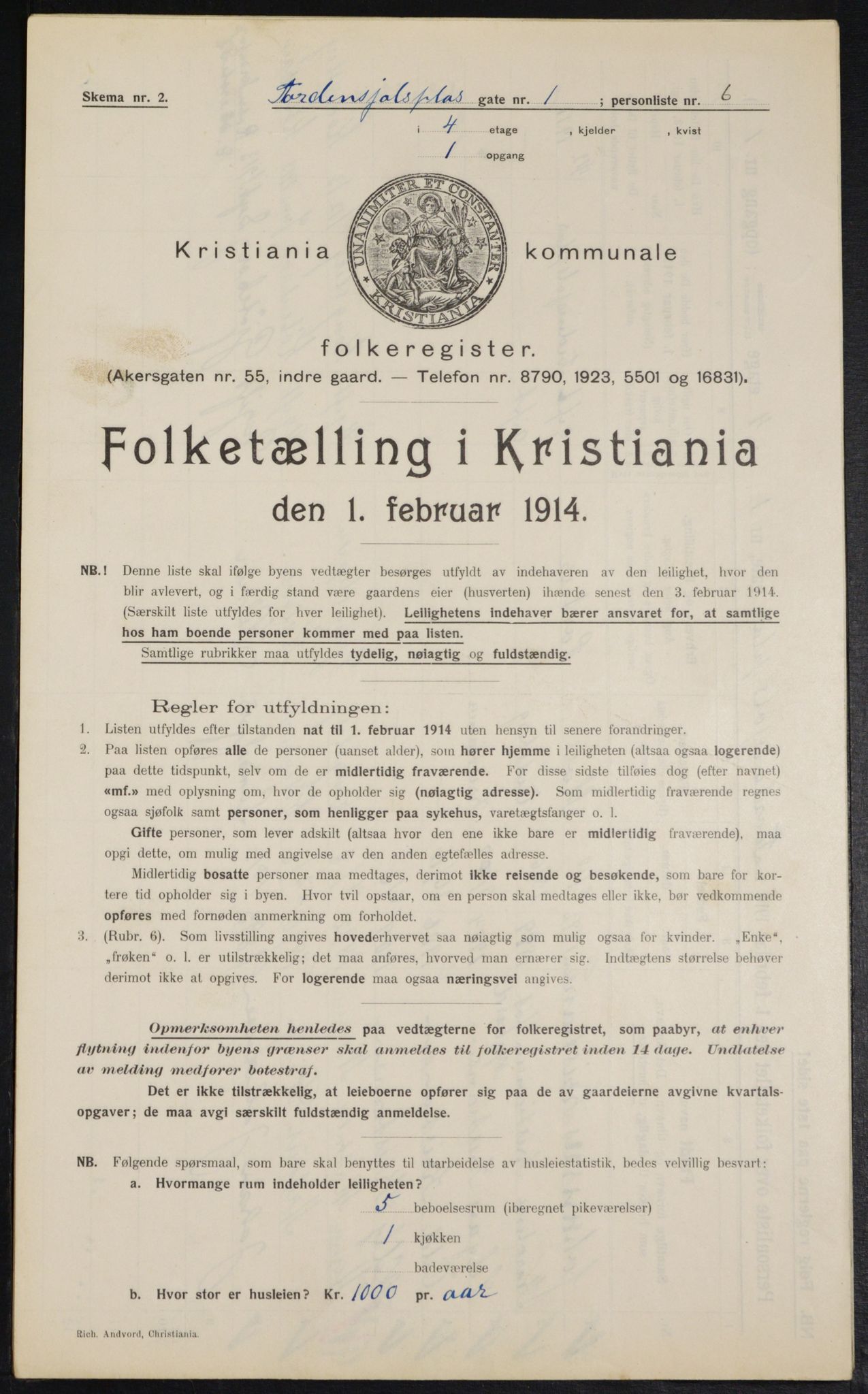 OBA, Municipal Census 1914 for Kristiania, 1914, p. 114656