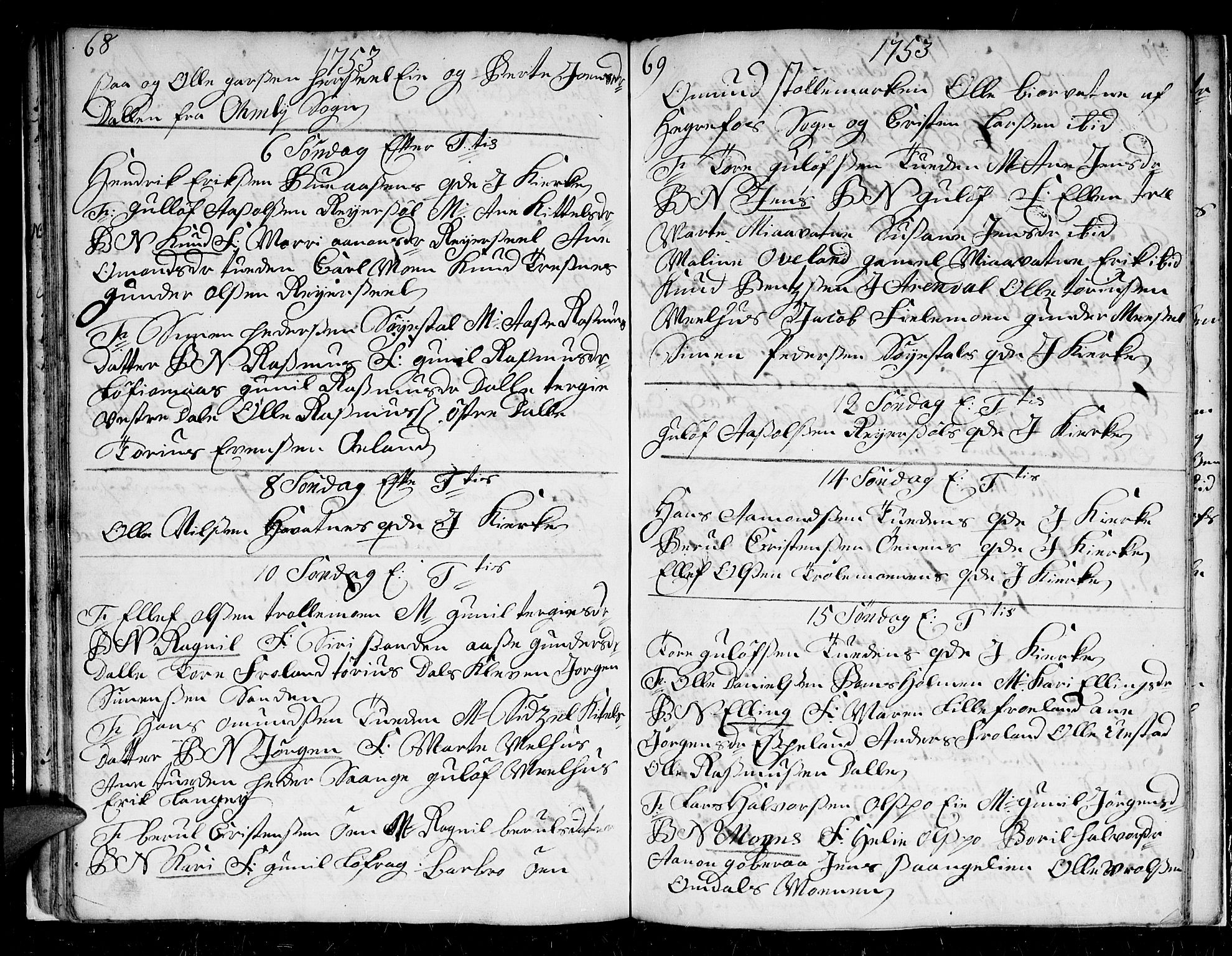 Froland sokneprestkontor, AV/SAK-1111-0013/F/Fb/L0002: Parish register (copy) no. B 2, 1747-1759, p. 68-69