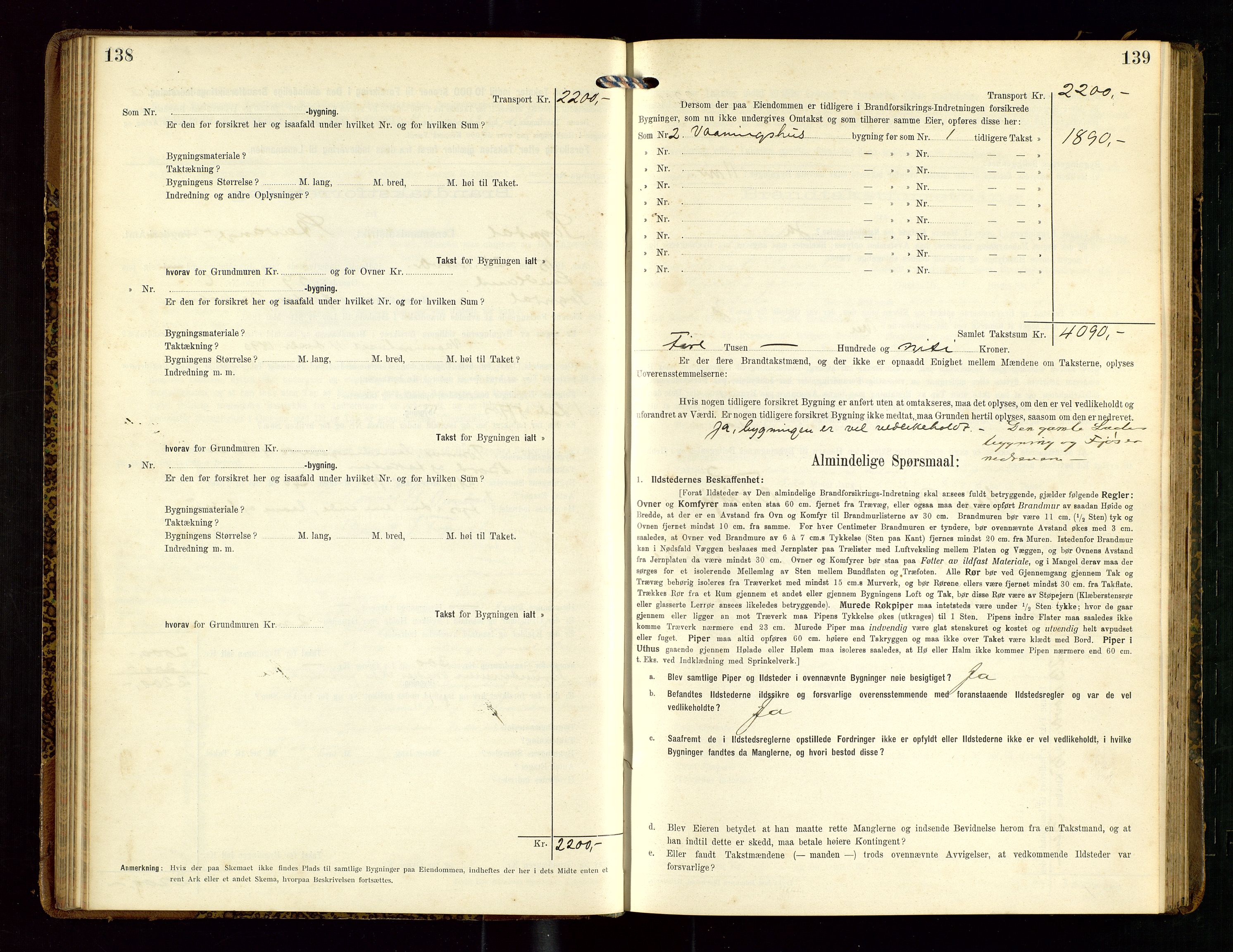 Sokndal lensmannskontor, AV/SAST-A-100417/Gob/L0003: "Brandtakst-Protokol", 1914-1917, p. 138-139