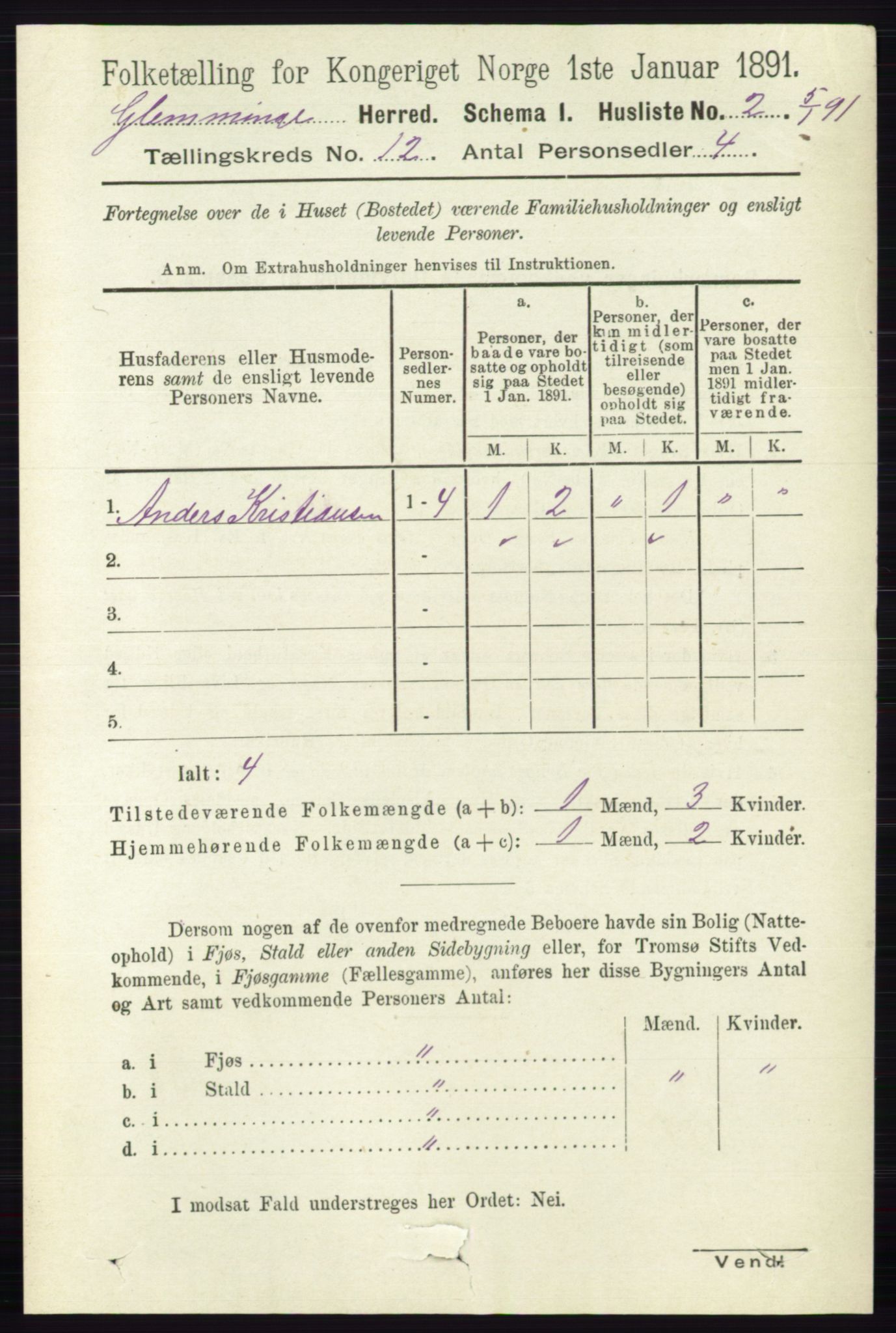 RA, 1891 census for 0132 Glemmen, 1891, p. 10794