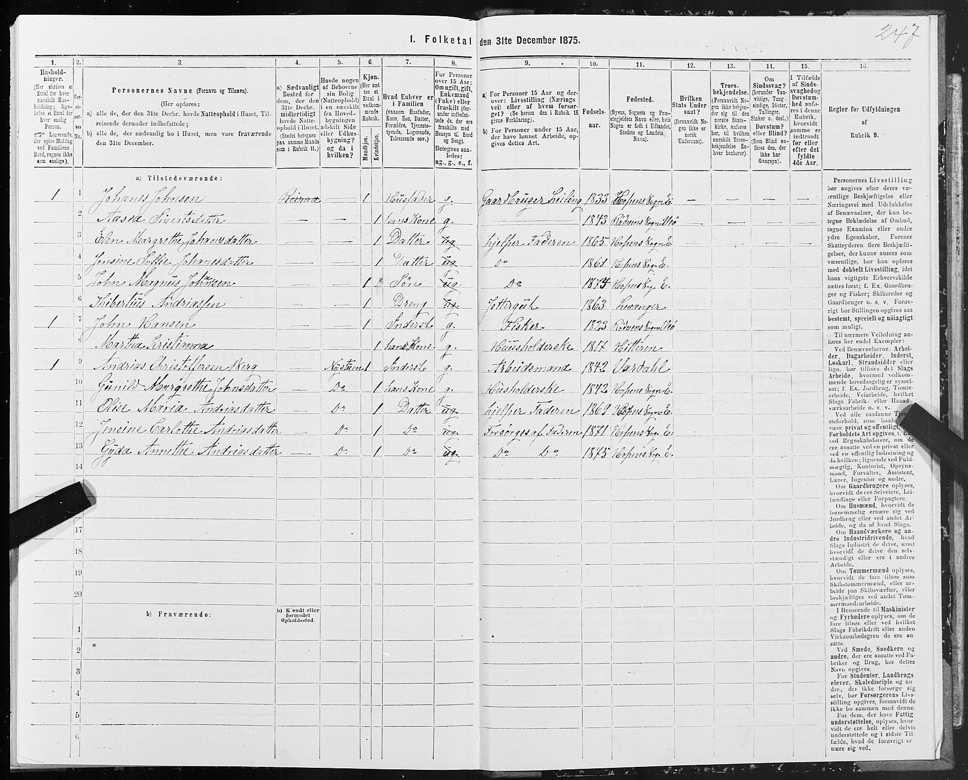 SAT, 1875 census for 1573P Edøy, 1875, p. 1247