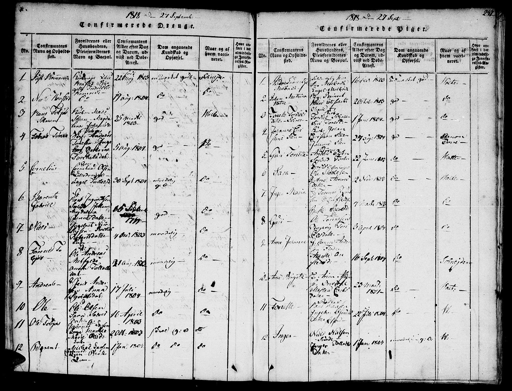 Flekkefjord sokneprestkontor, SAK/1111-0012/F/Fa/Fac/L0002: Parish register (official) no. A 2, 1815-1826, p. 248