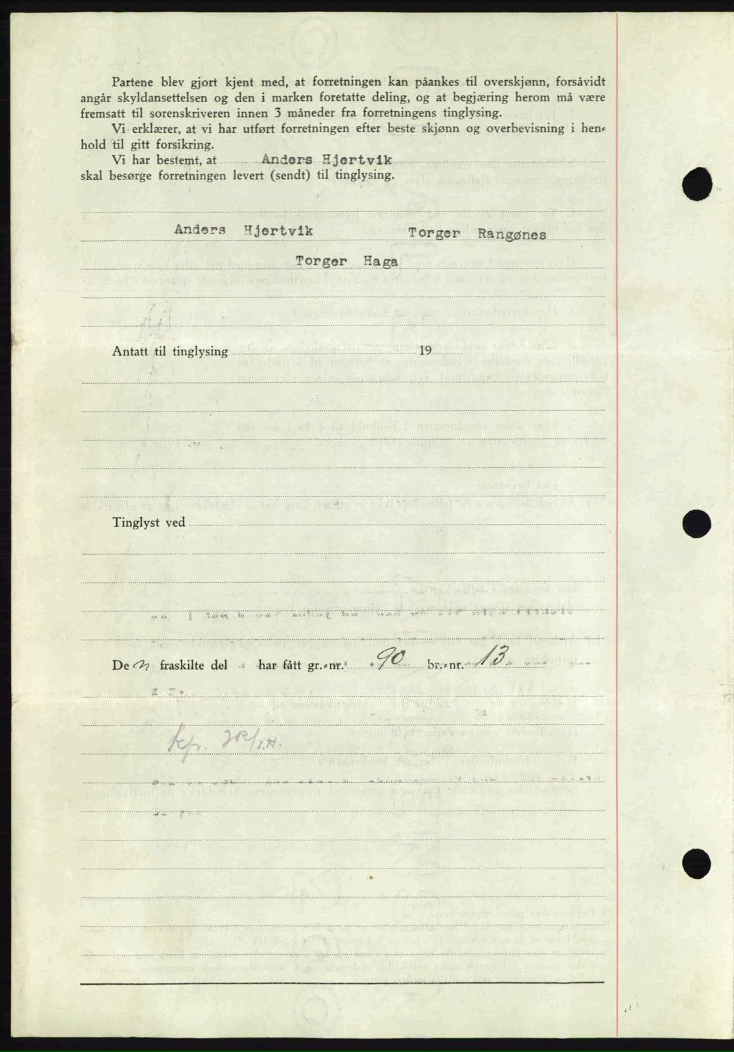 Nordmøre sorenskriveri, SAT/A-4132/1/2/2Ca: Mortgage book no. A96, 1943-1944, Diary no: : 2156/1943