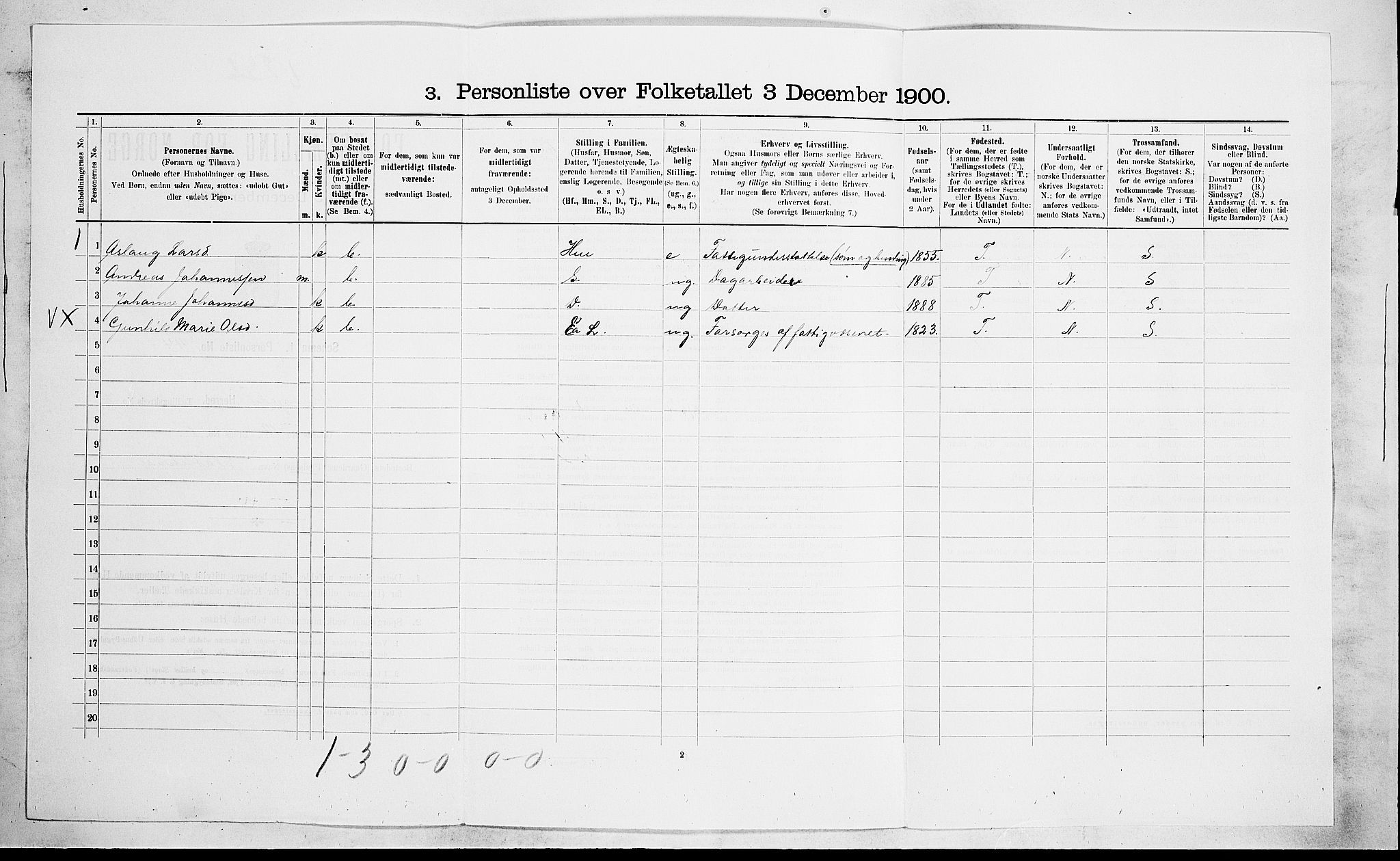 SAKO, 1900 census for Drangedal, 1900, p. 653