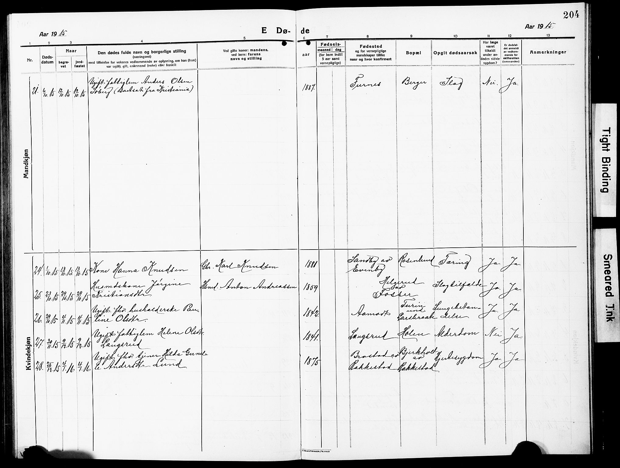 Høland prestekontor Kirkebøker, AV/SAO-A-10346a/G/Ga/L0008: Parish register (copy) no. I 8, 1915-1929, p. 204