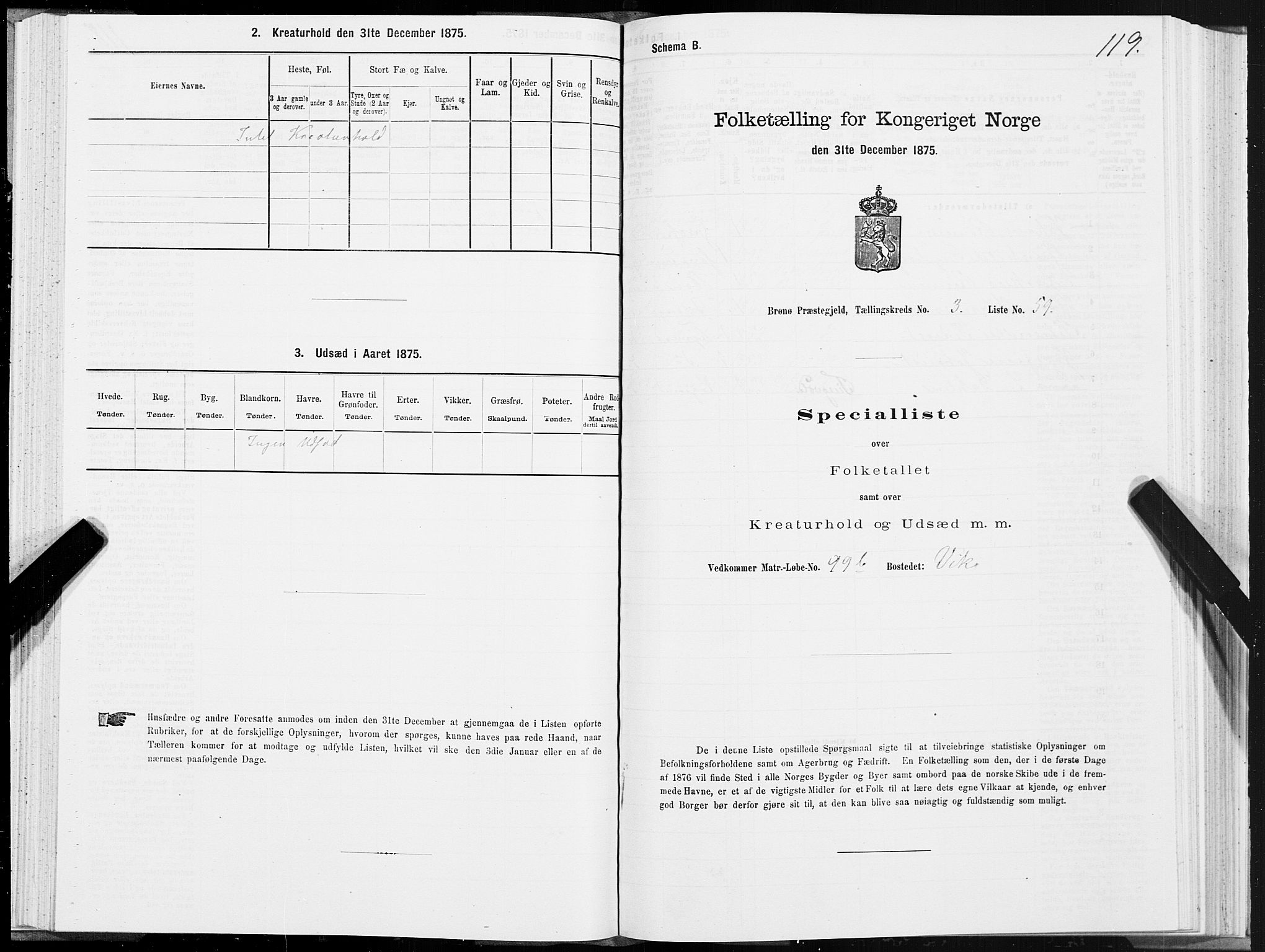 SAT, 1875 census for 1814P Brønnøy, 1875, p. 2119