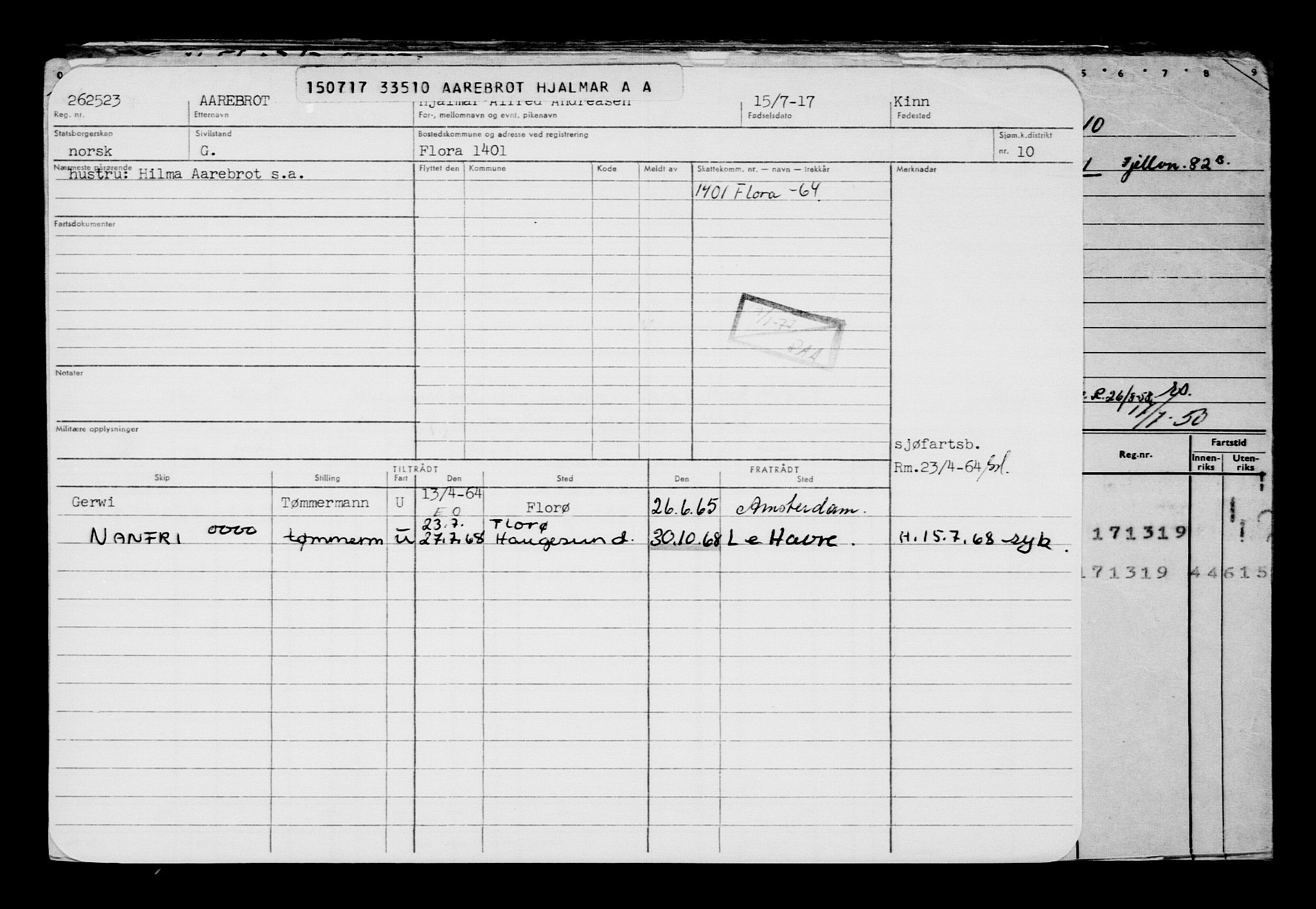 Direktoratet for sjømenn, AV/RA-S-3545/G/Gb/L0150: Hovedkort, 1917, p. 303