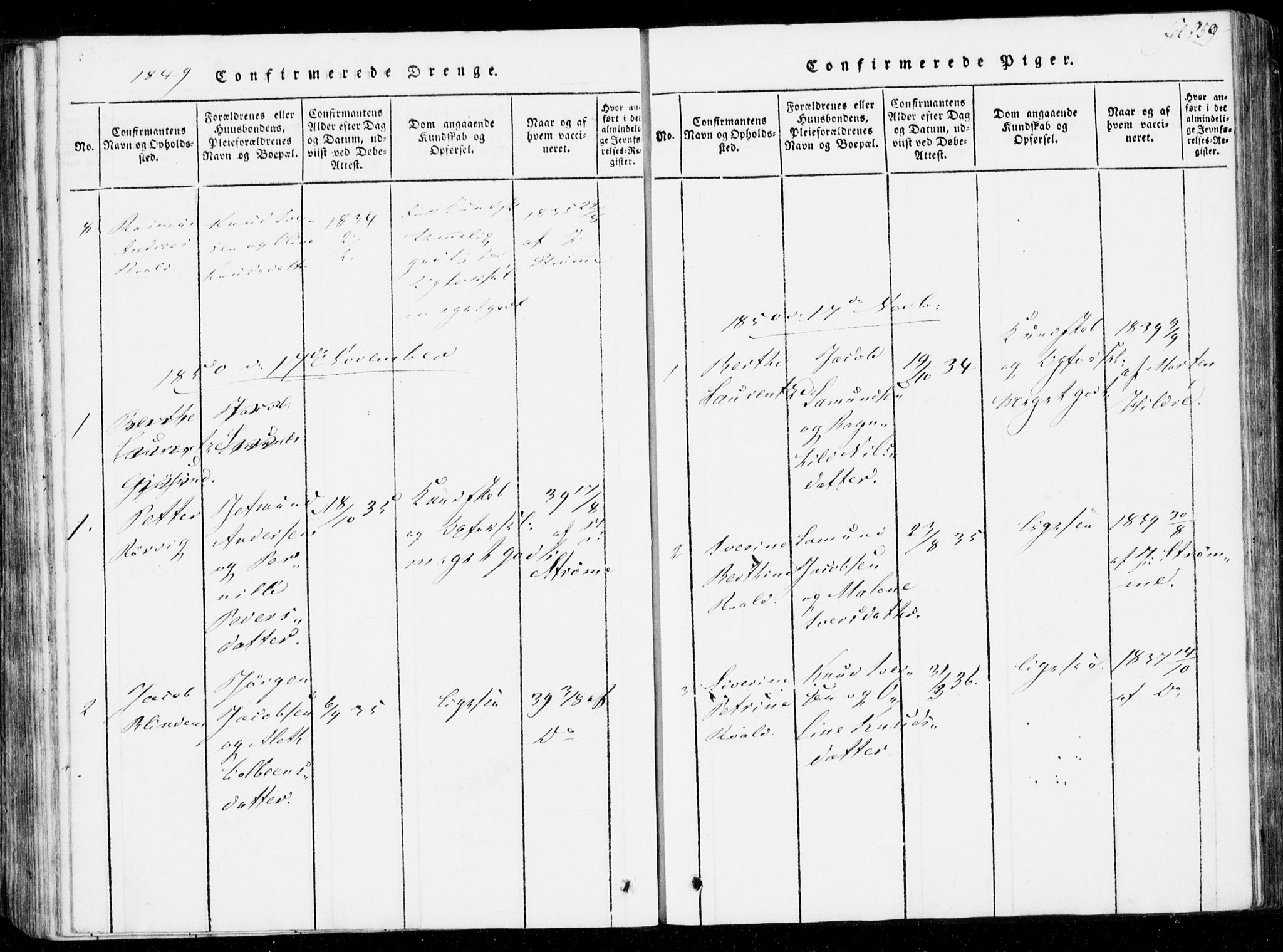 Ministerialprotokoller, klokkerbøker og fødselsregistre - Møre og Romsdal, SAT/A-1454/537/L0517: Parish register (official) no. 537A01, 1818-1862, p. 259