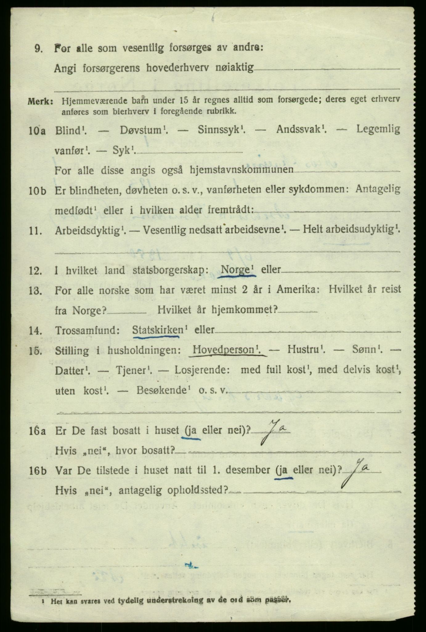 SAB, 1920 census for Austrheim, 1920, p. 957