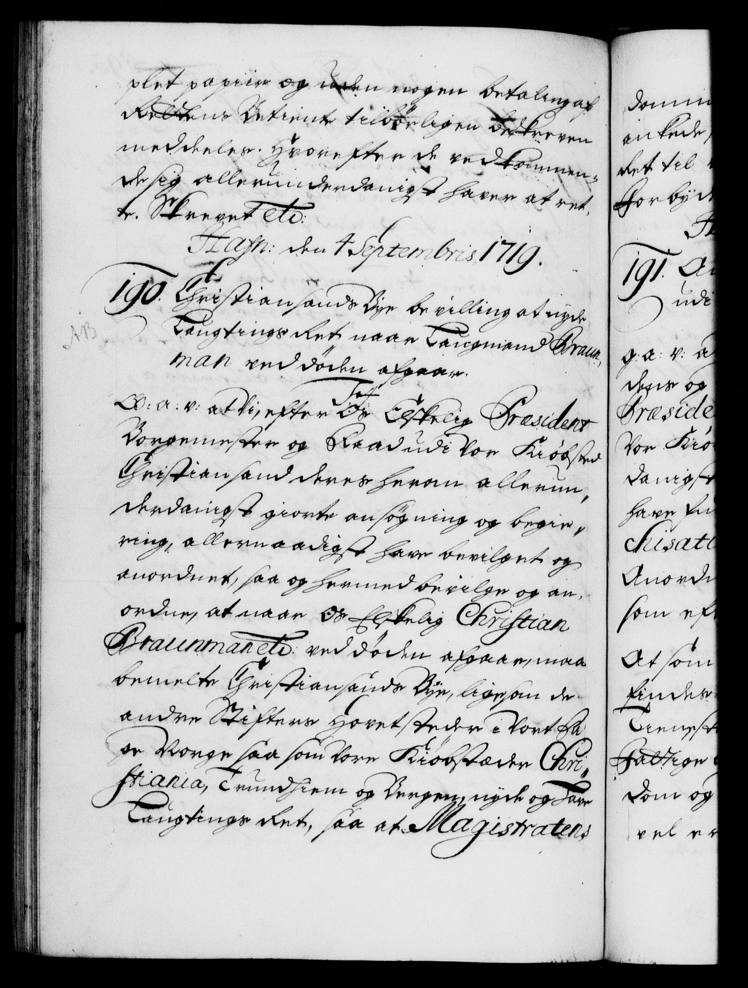 Danske Kanselli 1572-1799, AV/RA-EA-3023/F/Fc/Fca/Fcaa/L0022: Norske registre, 1716-1719, p. 593b