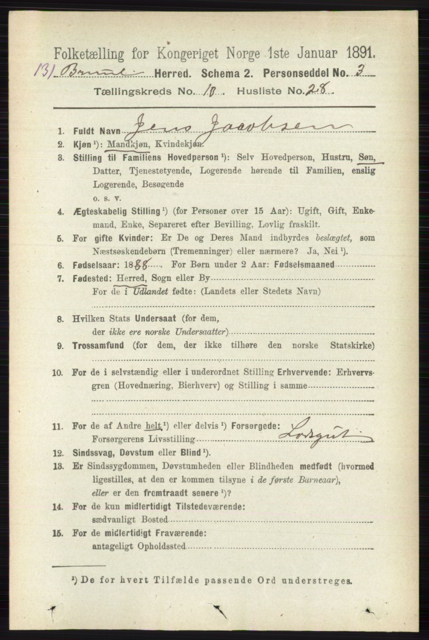 RA, 1891 census for 0726 Brunlanes, 1891, p. 4939