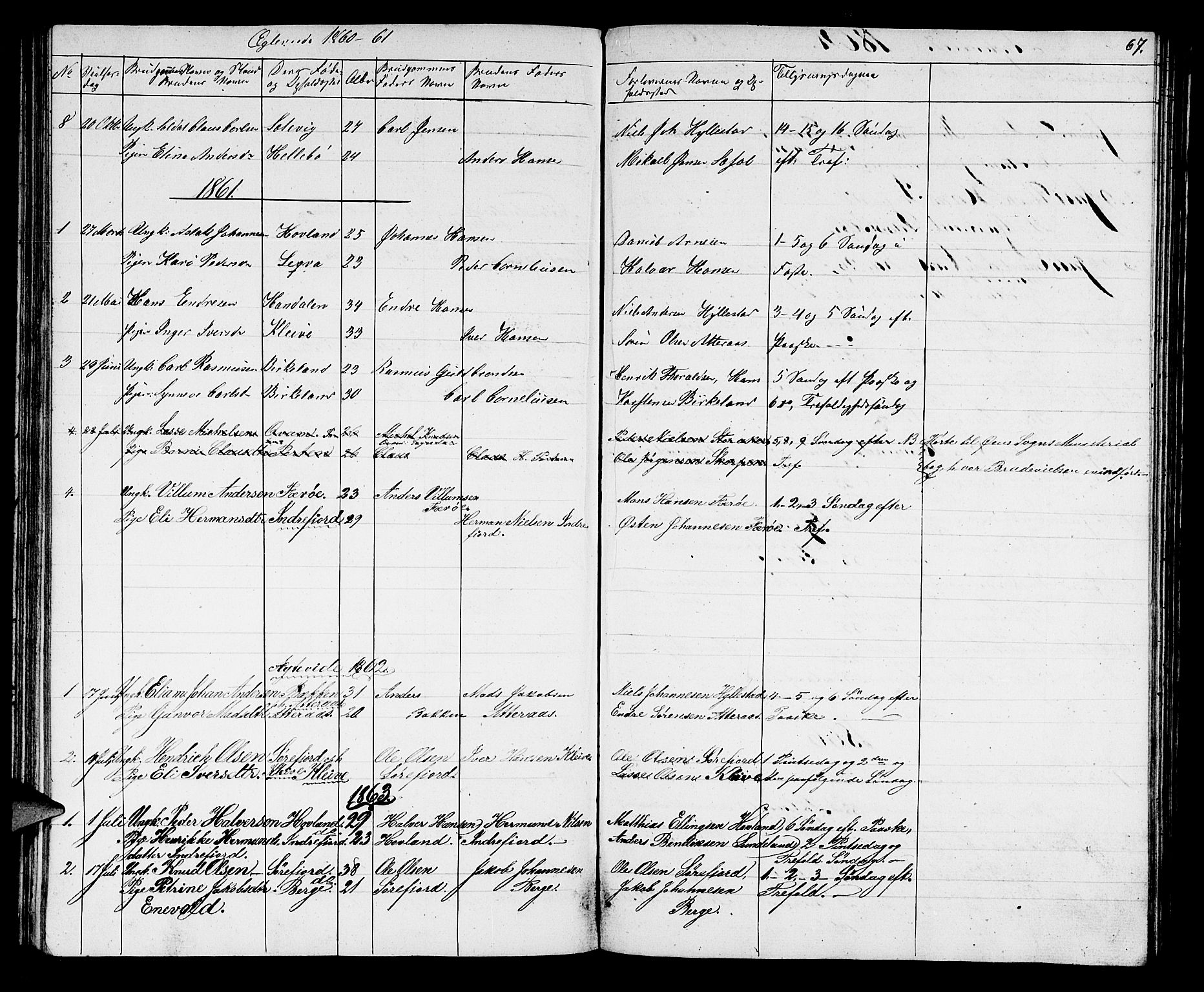 Hyllestad sokneprestembete, AV/SAB-A-80401: Parish register (copy) no. A 1, 1853-1875, p. 67