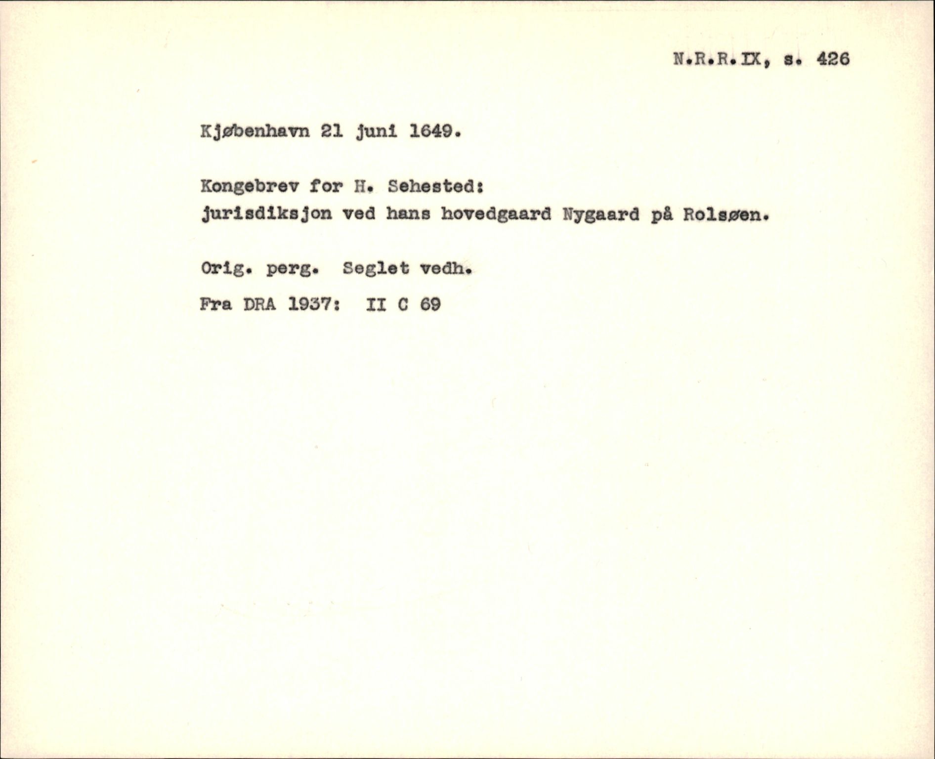 Riksarkivets diplomsamling, AV/RA-EA-5965/F35/F35f/L0002: Regestsedler: Diplomer fra DRA 1937 og 1996, p. 143