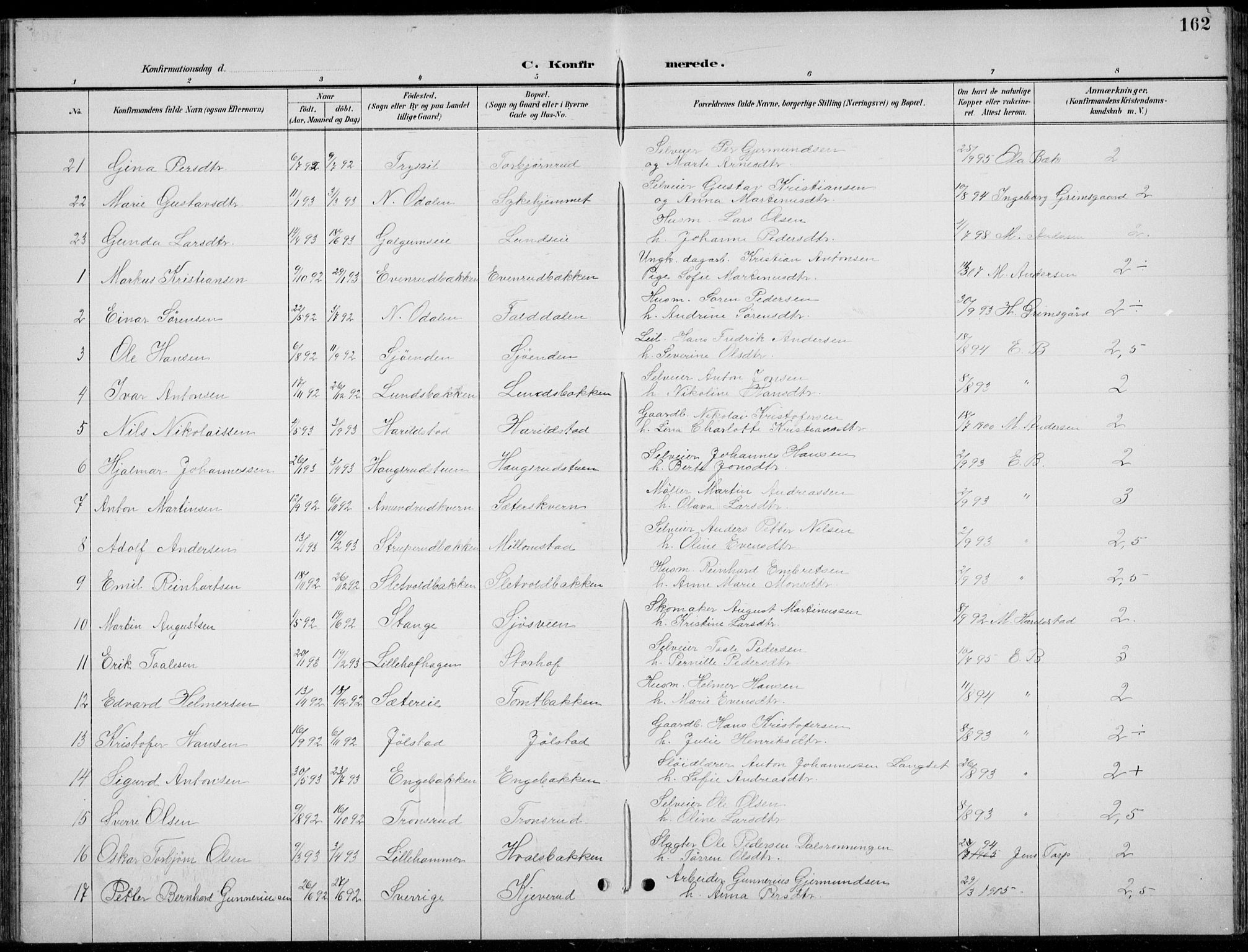 Romedal prestekontor, AV/SAH-PREST-004/L/L0013: Parish register (copy) no. 13, 1896-1937, p. 162