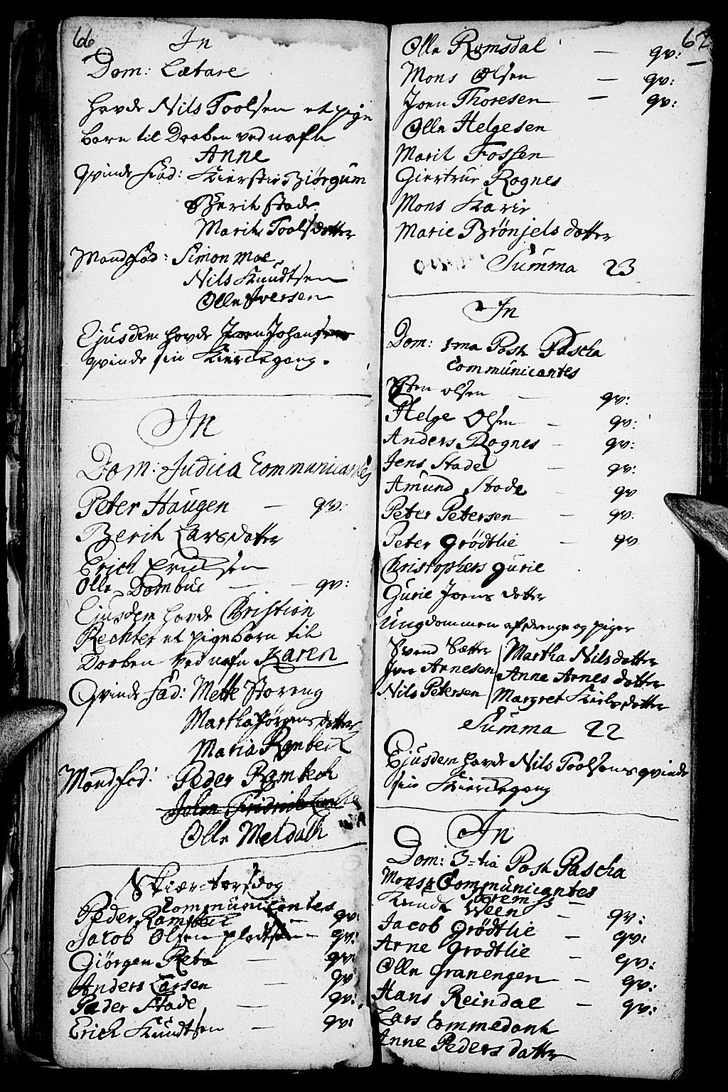 Kvikne prestekontor, SAH/PREST-064/H/Ha/Haa/L0001: Parish register (official) no. 1, 1740-1756, p. 66-67