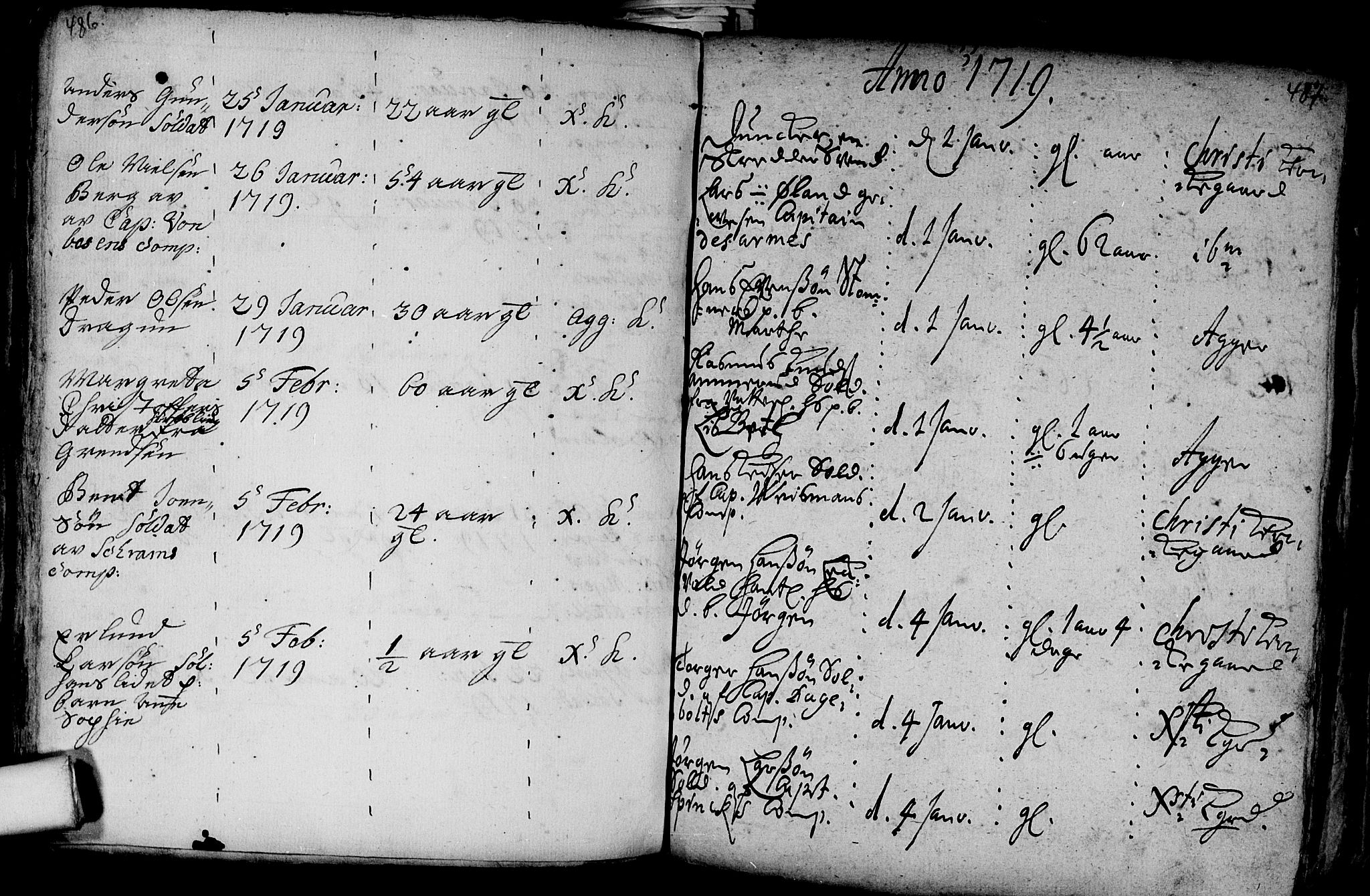 Aker prestekontor kirkebøker, AV/SAO-A-10861/F/L0002: Parish register (official) no. 2, 1714-1720, p. 486-487