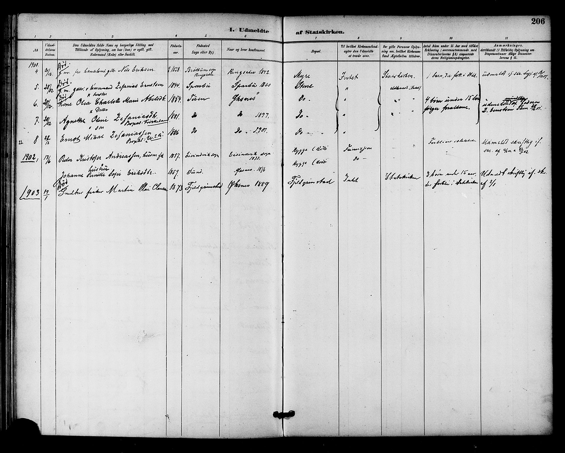 Ministerialprotokoller, klokkerbøker og fødselsregistre - Nordland, AV/SAT-A-1459/893/L1338: Parish register (official) no. 893A10, 1894-1903, p. 206