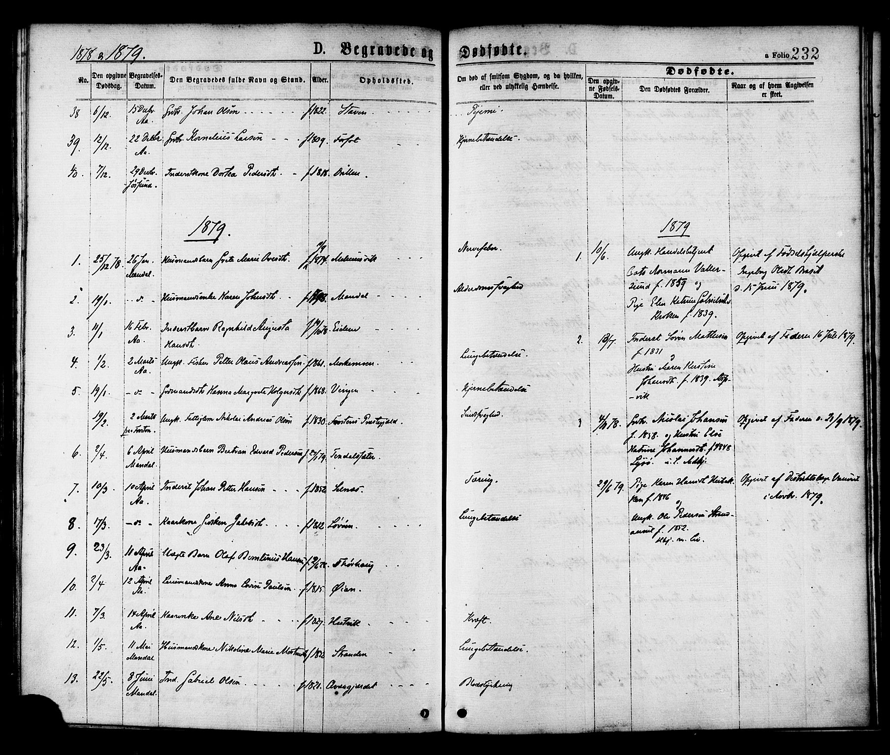 Ministerialprotokoller, klokkerbøker og fødselsregistre - Sør-Trøndelag, SAT/A-1456/655/L0679: Parish register (official) no. 655A08, 1873-1879, p. 232
