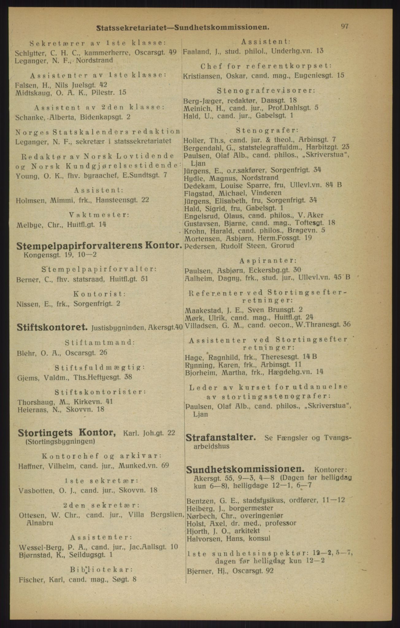 Kristiania/Oslo adressebok, PUBL/-, 1915, p. 97