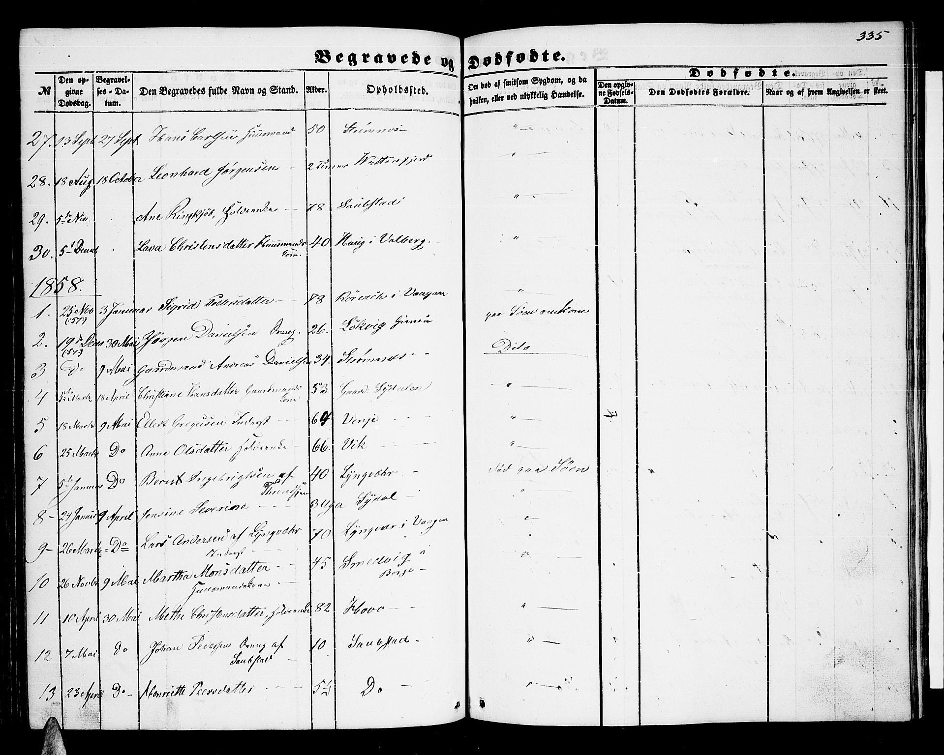 Ministerialprotokoller, klokkerbøker og fødselsregistre - Nordland, AV/SAT-A-1459/876/L1102: Parish register (copy) no. 876C01, 1852-1886, p. 335