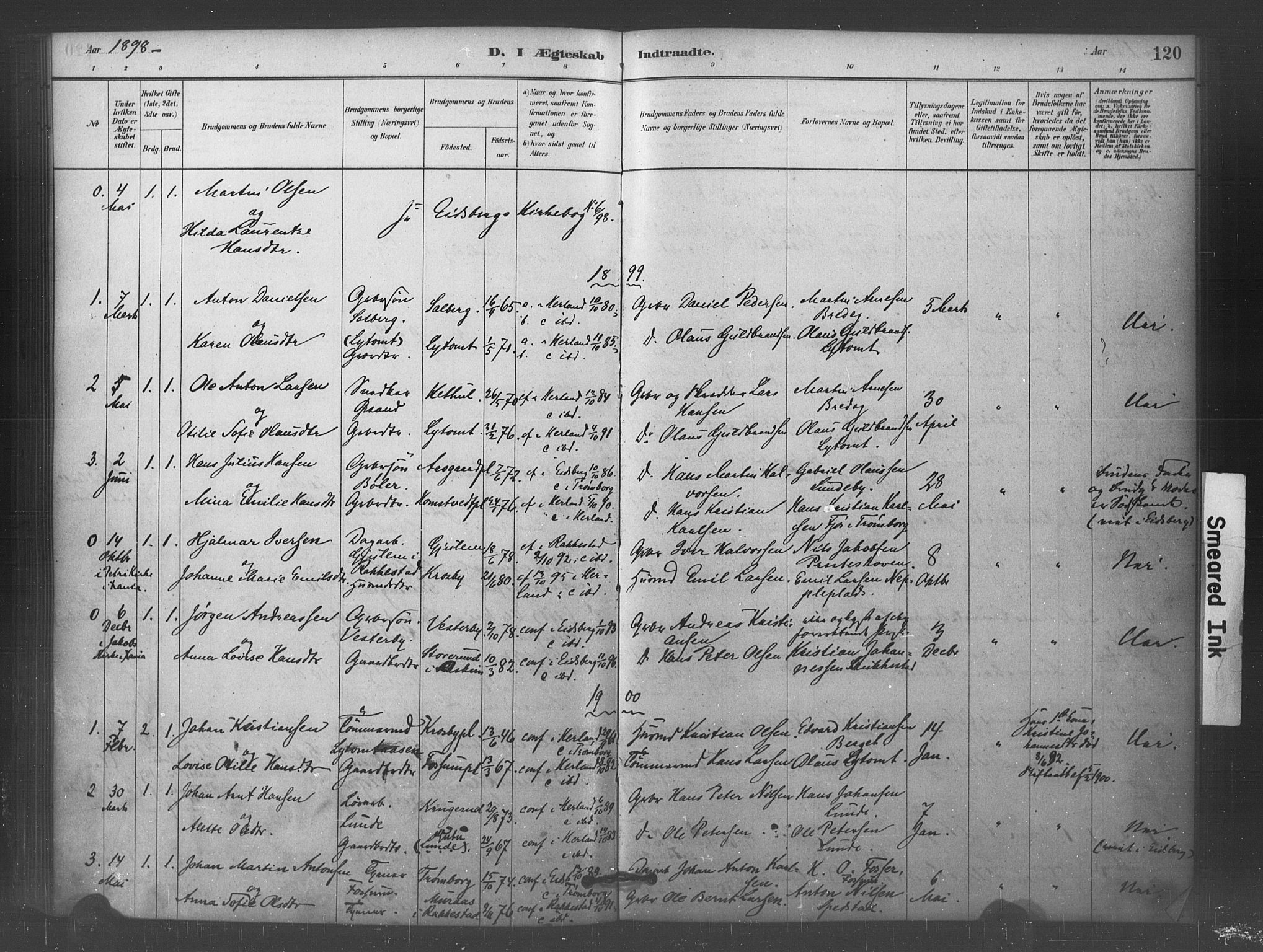 Eidsberg prestekontor Kirkebøker, AV/SAO-A-10905/F/Fc/L0001: Parish register (official) no. III 1, 1879-1905, p. 120