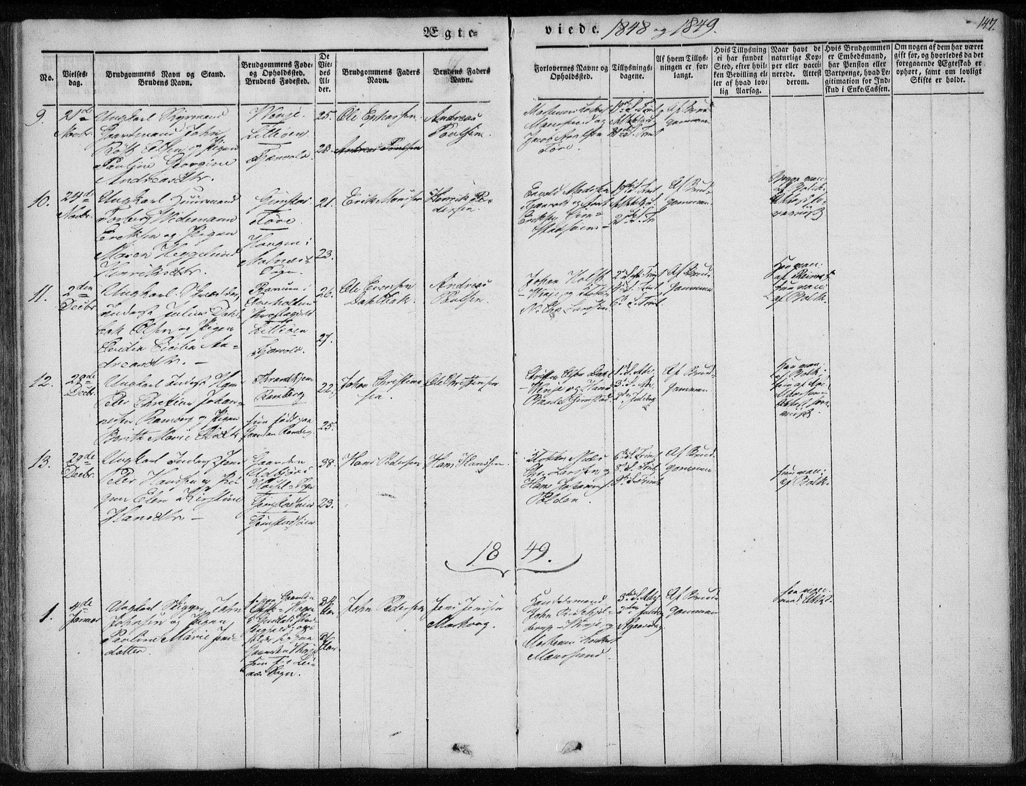 Ministerialprotokoller, klokkerbøker og fødselsregistre - Nordland, AV/SAT-A-1459/891/L1299: Parish register (official) no. 891A04, 1841-1856, p. 147