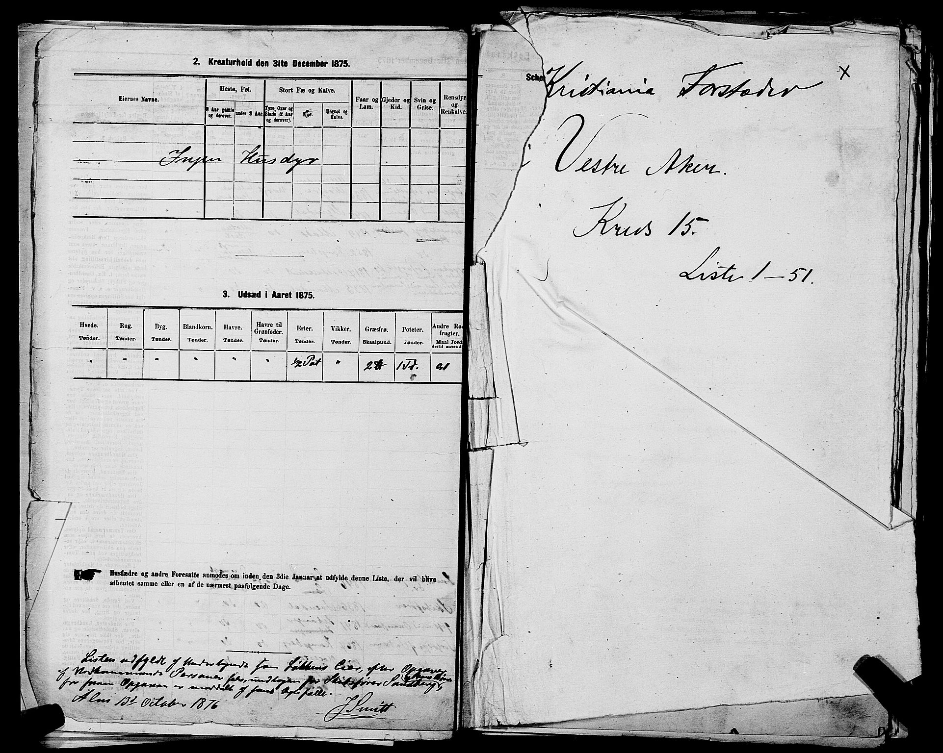 RA, 1875 census for 0218aP Vestre Aker, 1875, p. 2564