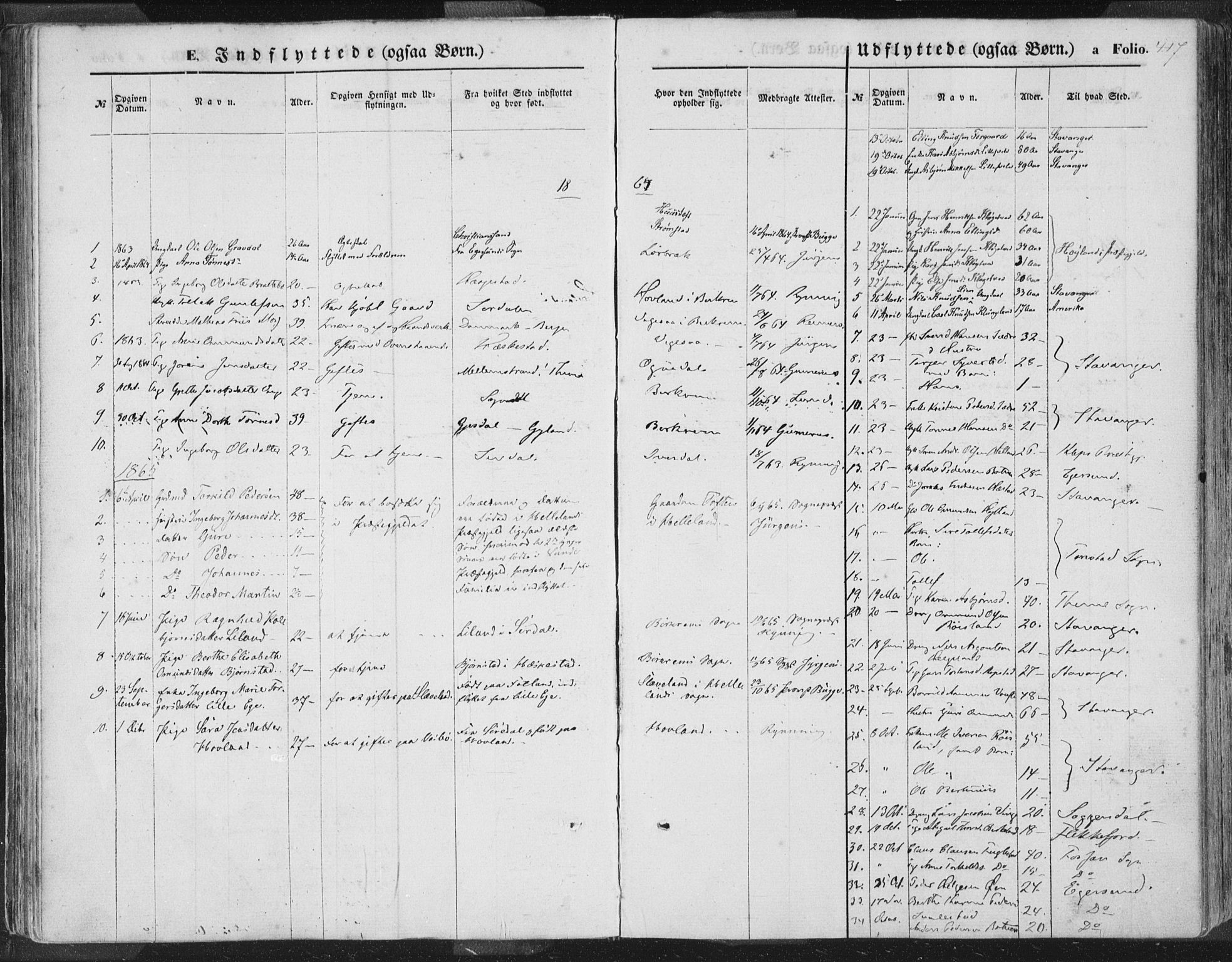 Helleland sokneprestkontor, SAST/A-101810: Parish register (official) no. A 7.2, 1863-1886, p. 417